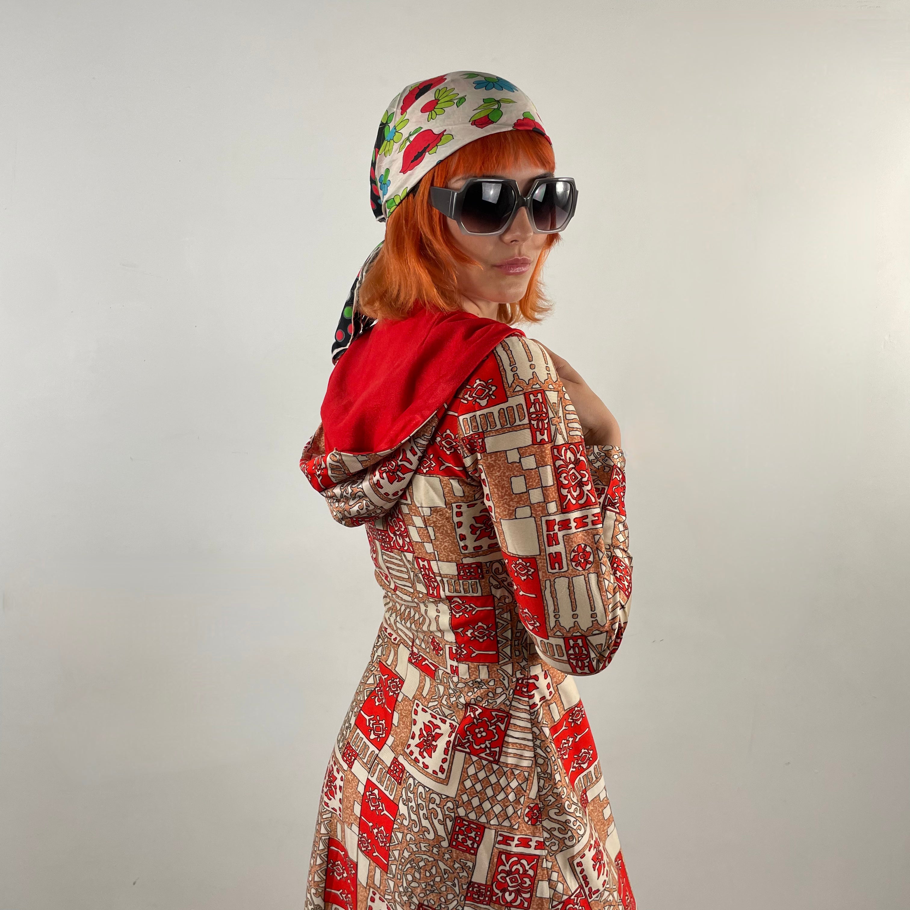 1970s Long Sleeve Maxi Dress With Hood Extra Small/Small