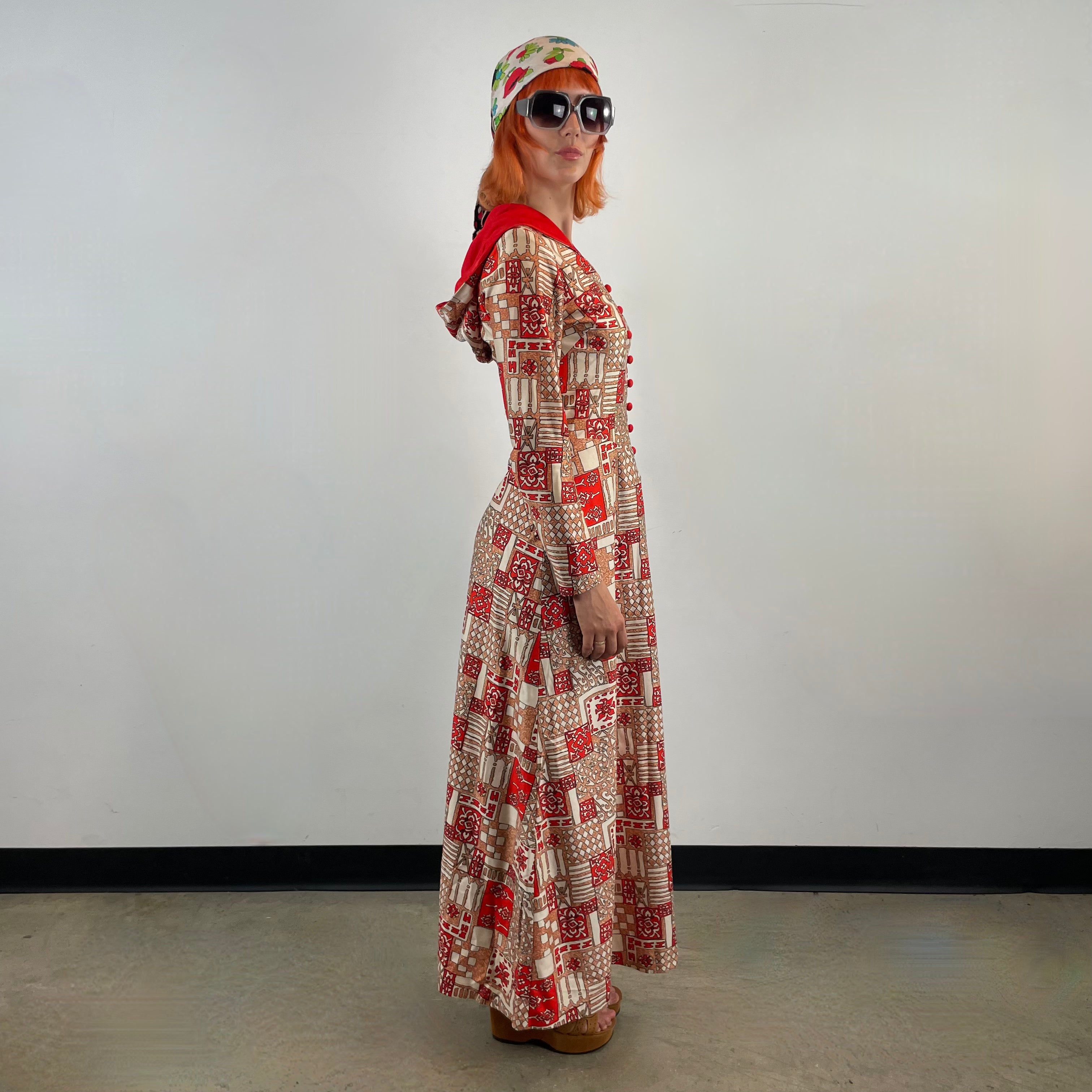 1970s Long Sleeve Maxi Dress With Hood Extra Small/Small