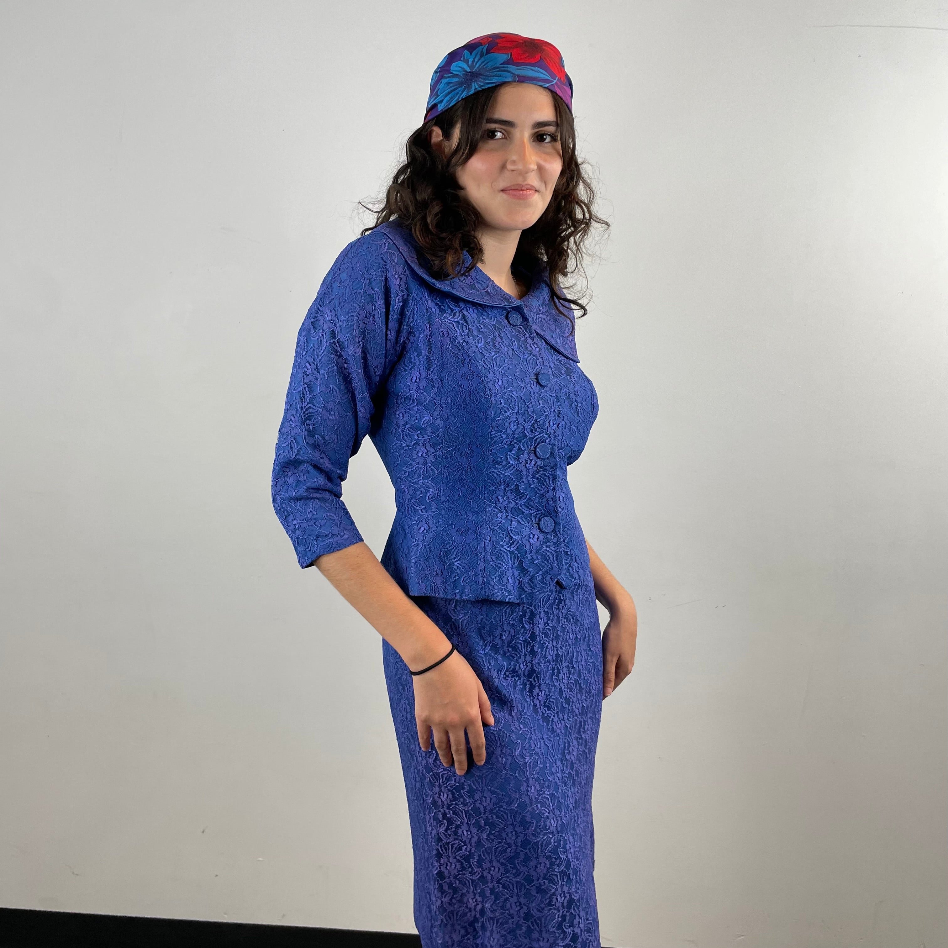 Boheme Vintage – Vintage 1950s A Dress Town Original Lace Dress and Blazer Set