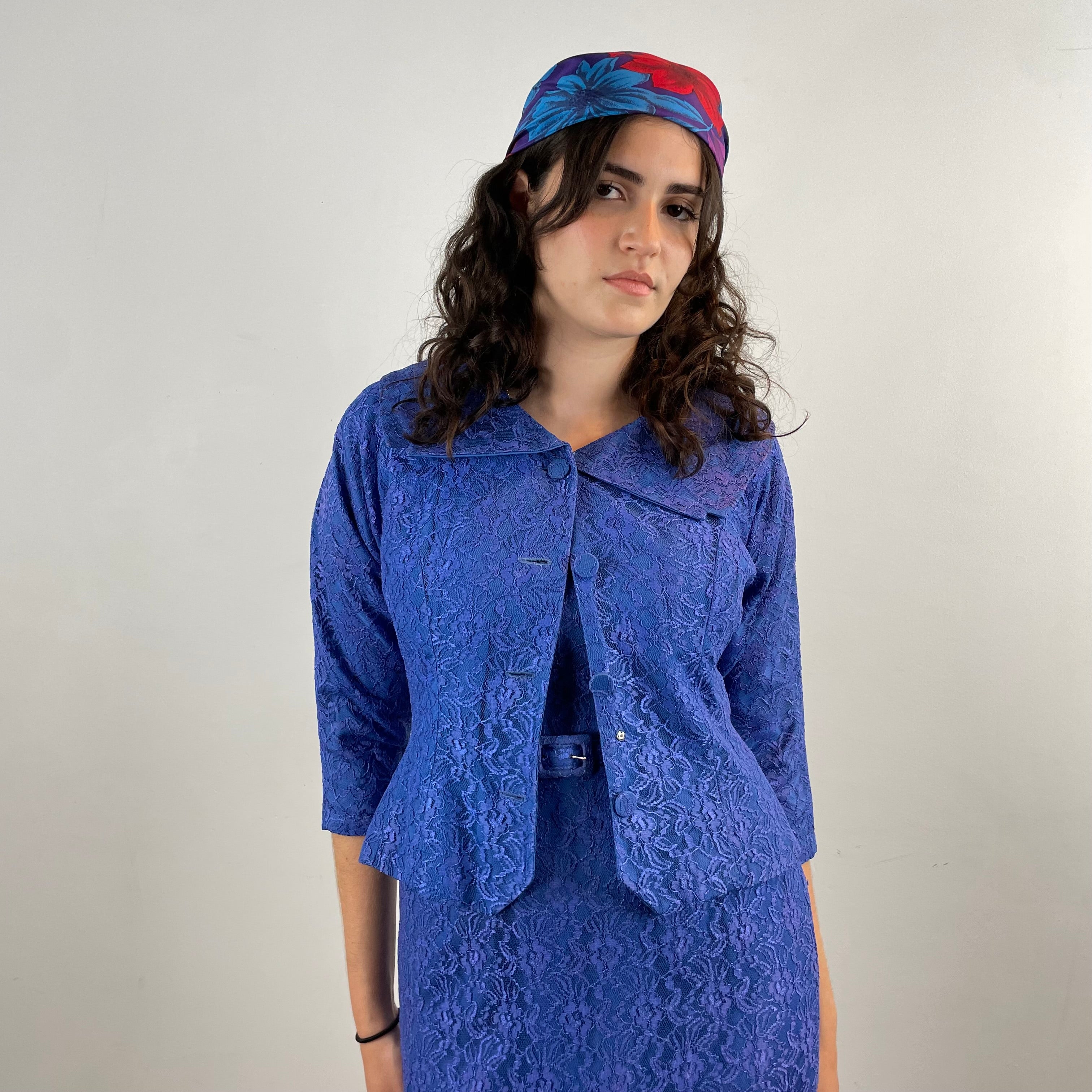Boheme Vintage – Vintage 1950s A Dress Town Original Lace Dress and Blazer Set