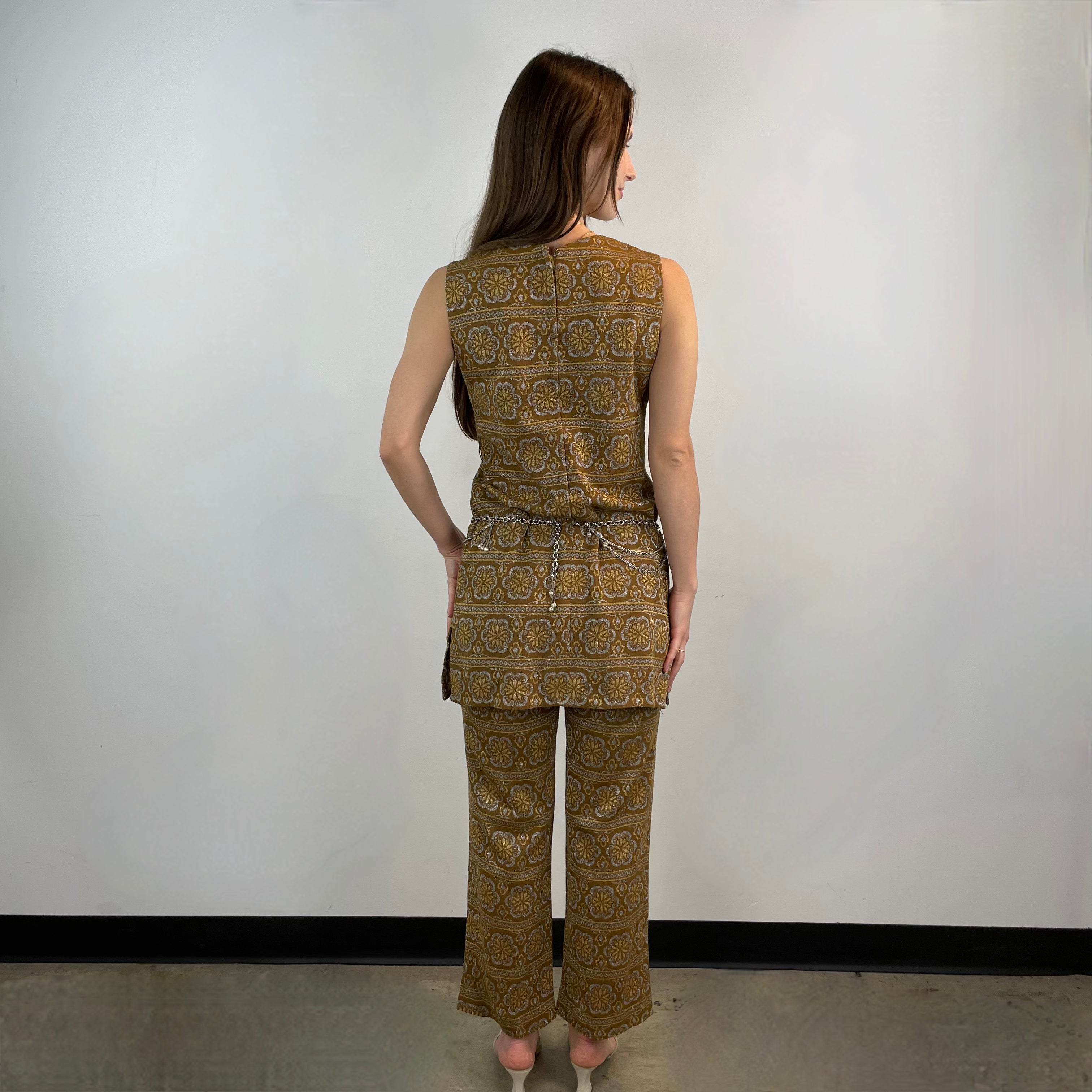 1960s/70s Gold Petite Sparkly Dress and Pants Set Small - Boheme Vintage, Montreal