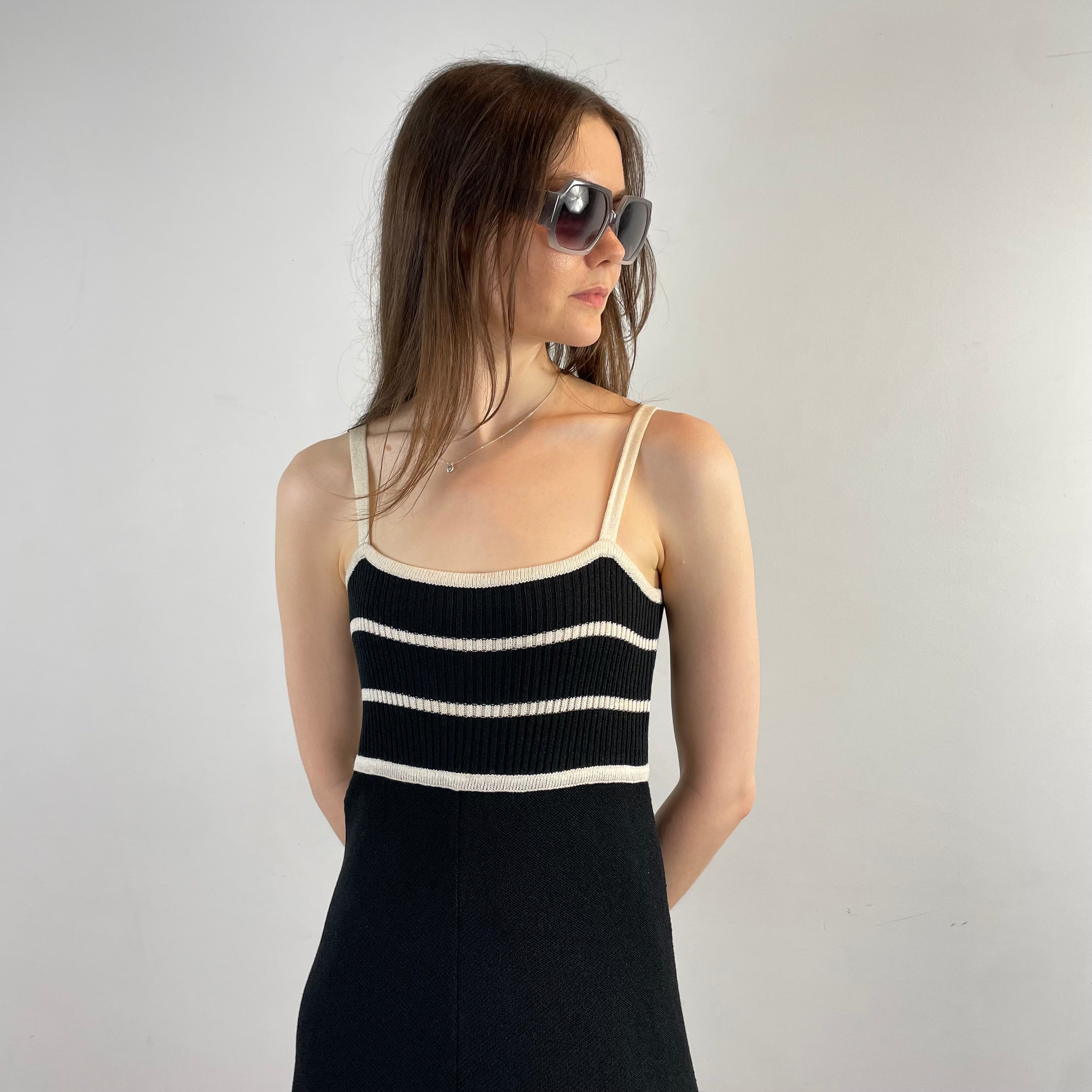 Boheme Vintage – Vintage 1970s Crissa Linea Italiana Knitted Dress Made in Italy with Empire Waist and A-Line Skirt