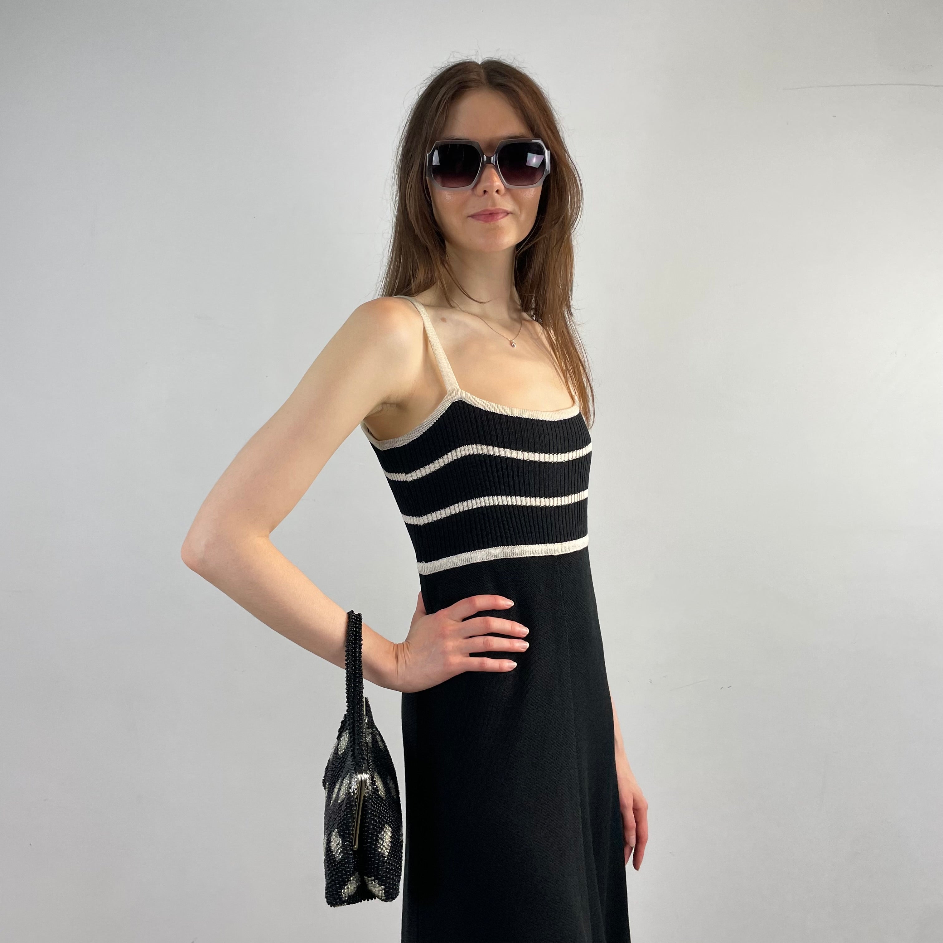 Boheme Vintage – Vintage 1970s Crissa Linea Italiana Knitted Dress Made in Italy with Empire Waist and A-Line Skirt