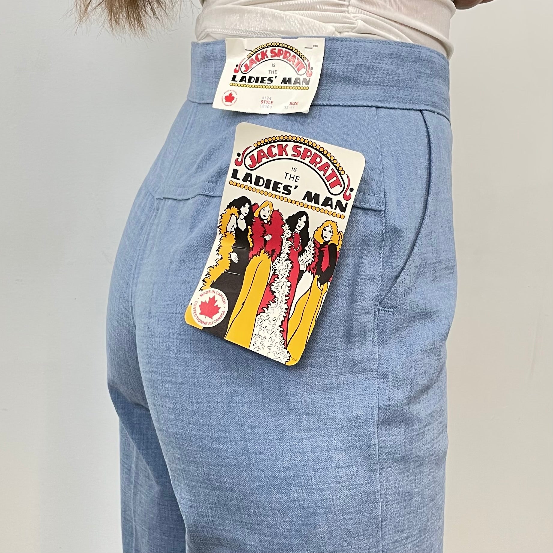 Boheme Vintage – Vintage 1970s Jack Spratt Is The Ladies' Man Deadstock 100% Cotton Bell-Bottom Pants Made in Canada