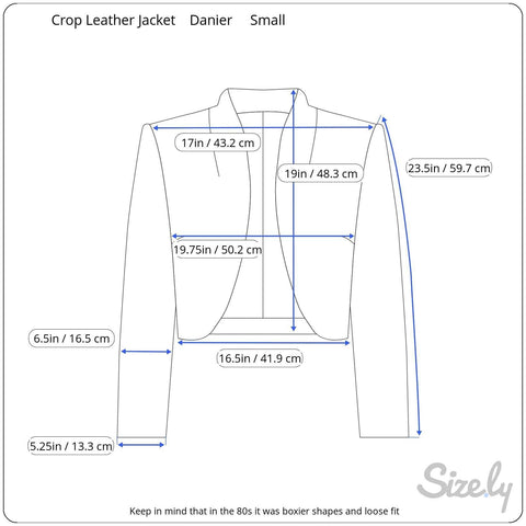 measurements of 1980s Danier Cropped Leather Jacket Medium