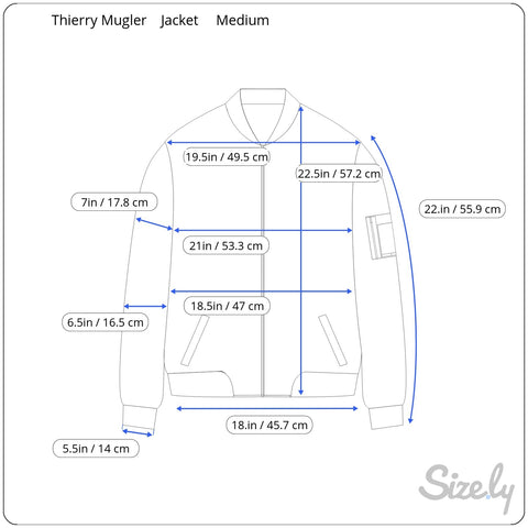 Measurements of 1990s Thierry Mugler Silver Unisex Biker Style Jacket Medium