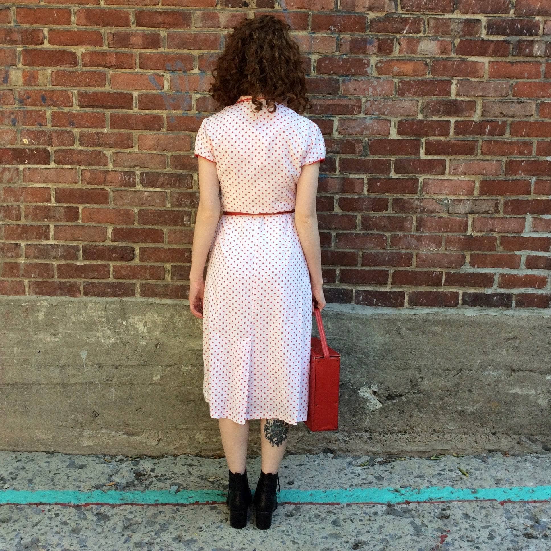 1950s-60s Polka-dot Dress (back view) sold at bohemevintage.com Montreal