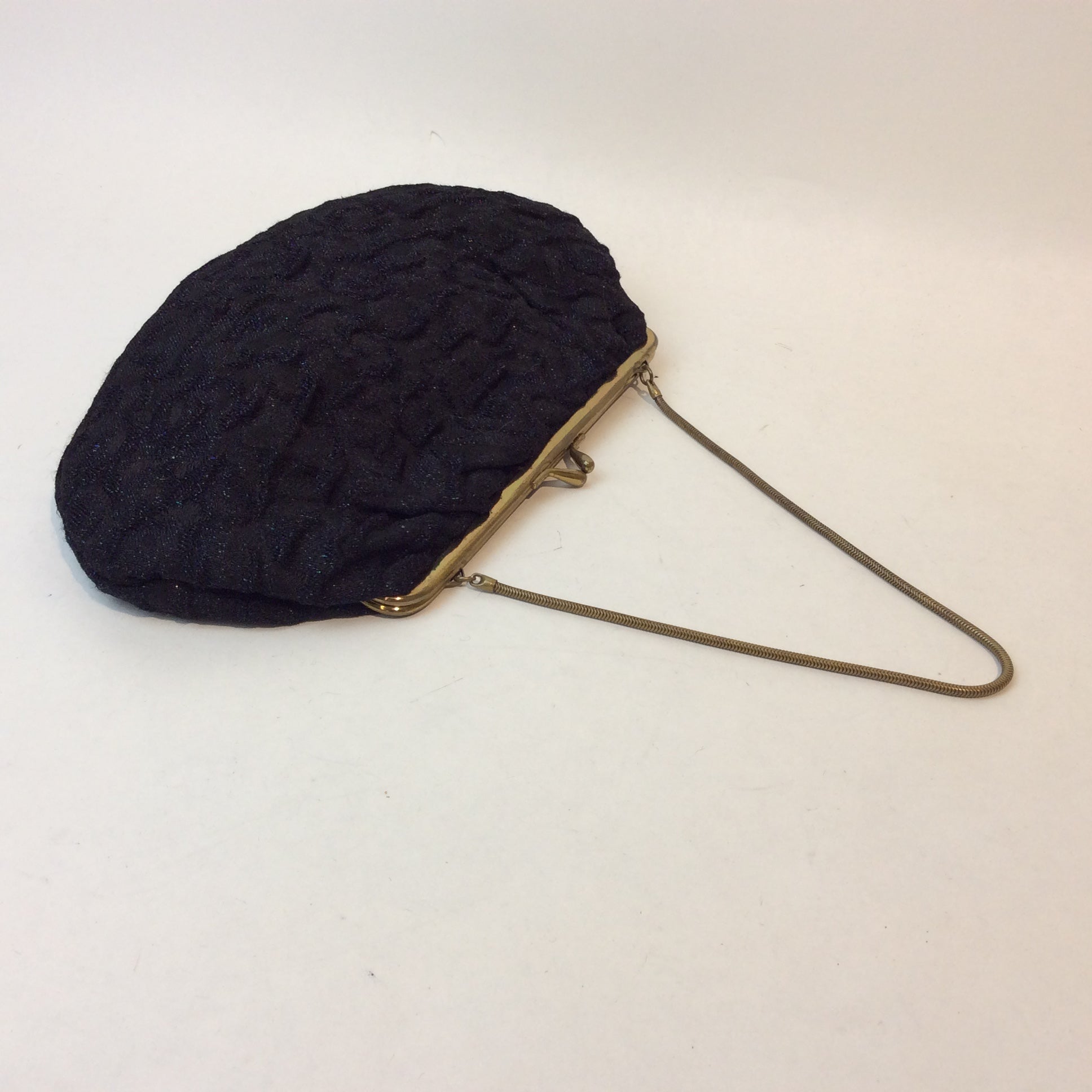 1950s Black Lurex Art Deco Inspired Evening Bag sold by bohemevintage.com Montreal