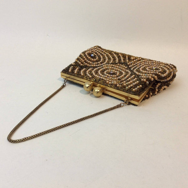 Gold beaded clutch bag clearance