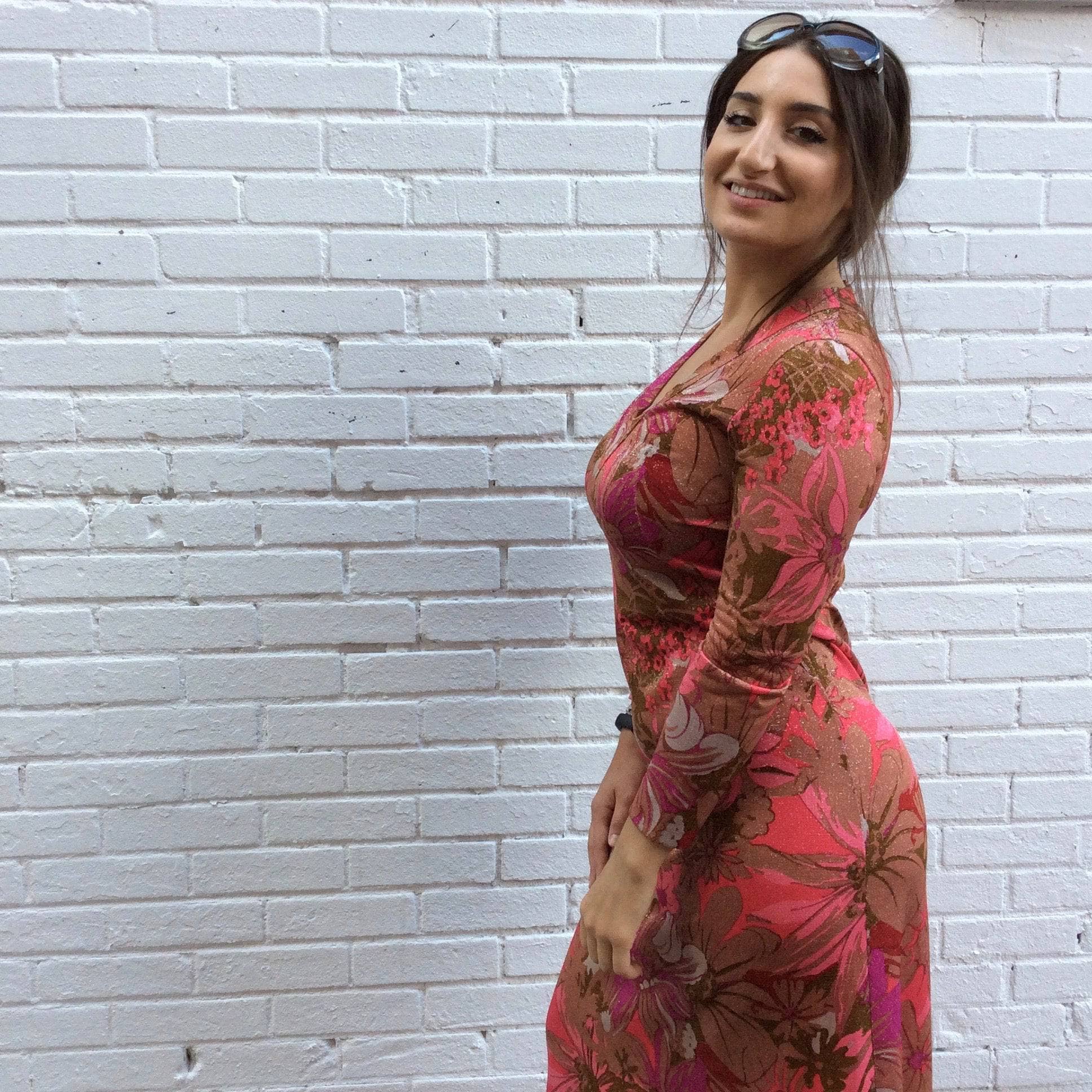 Side View of 1960s "Hilde Originals Montréal" Long Sleeve Boho Chic Maxi Dress. Sold by bohemevintage.com Montréal