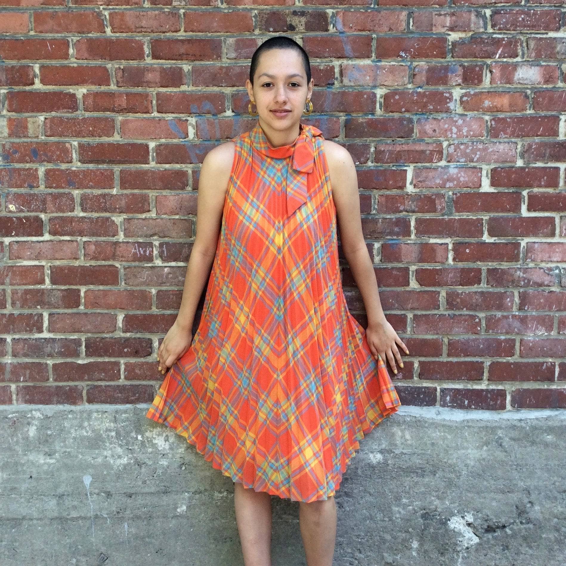 1960s Sunburst Pleated Tent Dress Small/Medium