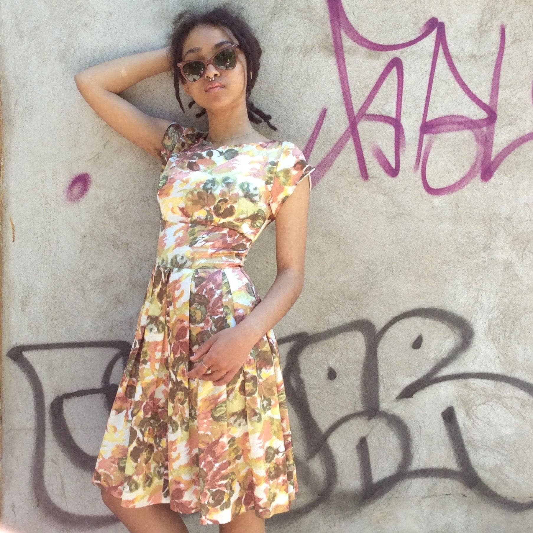 1960s Vintage Knee-length floral print petite dress. Sold by bohemevintage.com Montreal