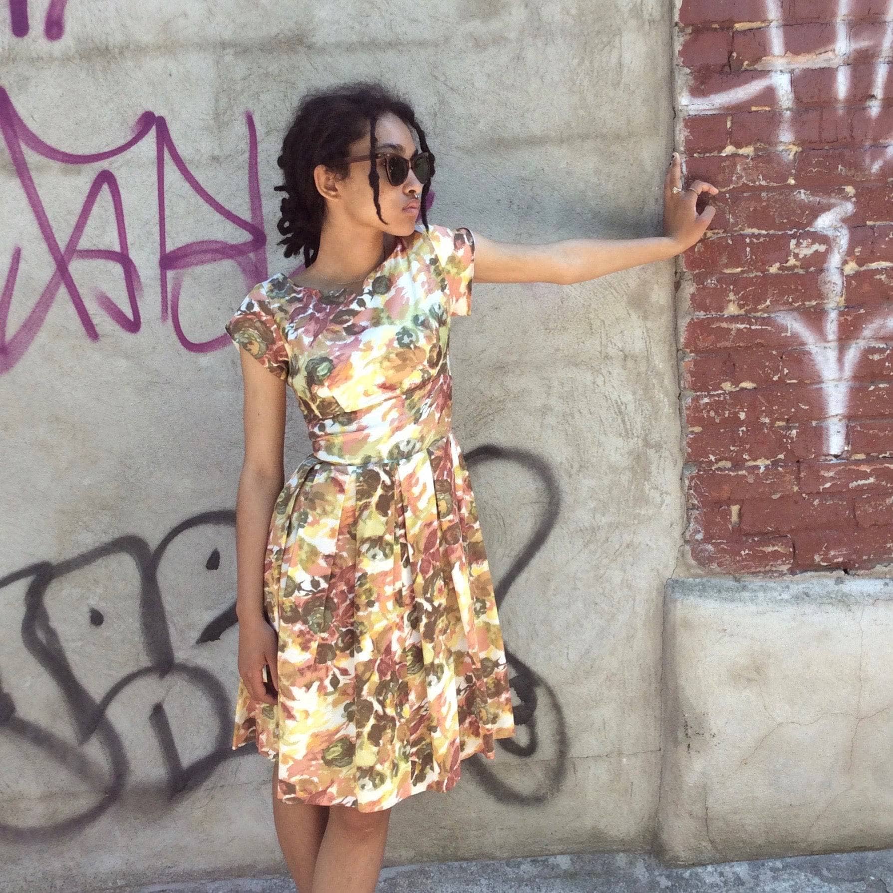 1960s Vintage Knee-length floral print petite dress. Sold by bohemevintage.com Montreal