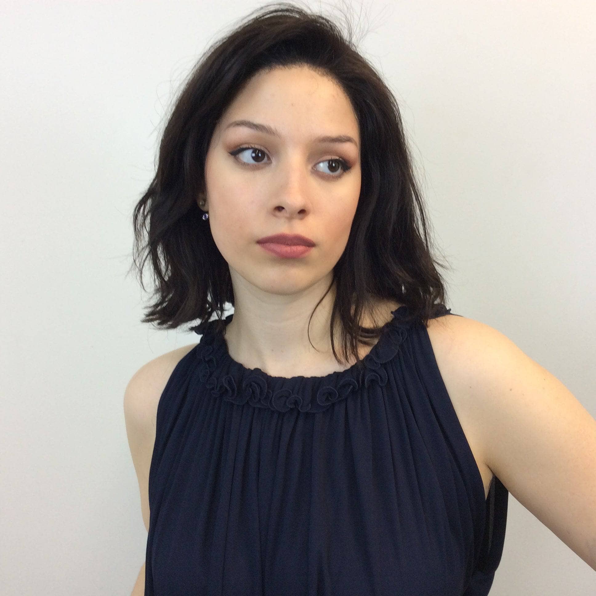 1970-80s Jean Varon Designer Navy Blue Trapeze Midi Dress size Medium/Large sold by bohemevintage.com in Montreal