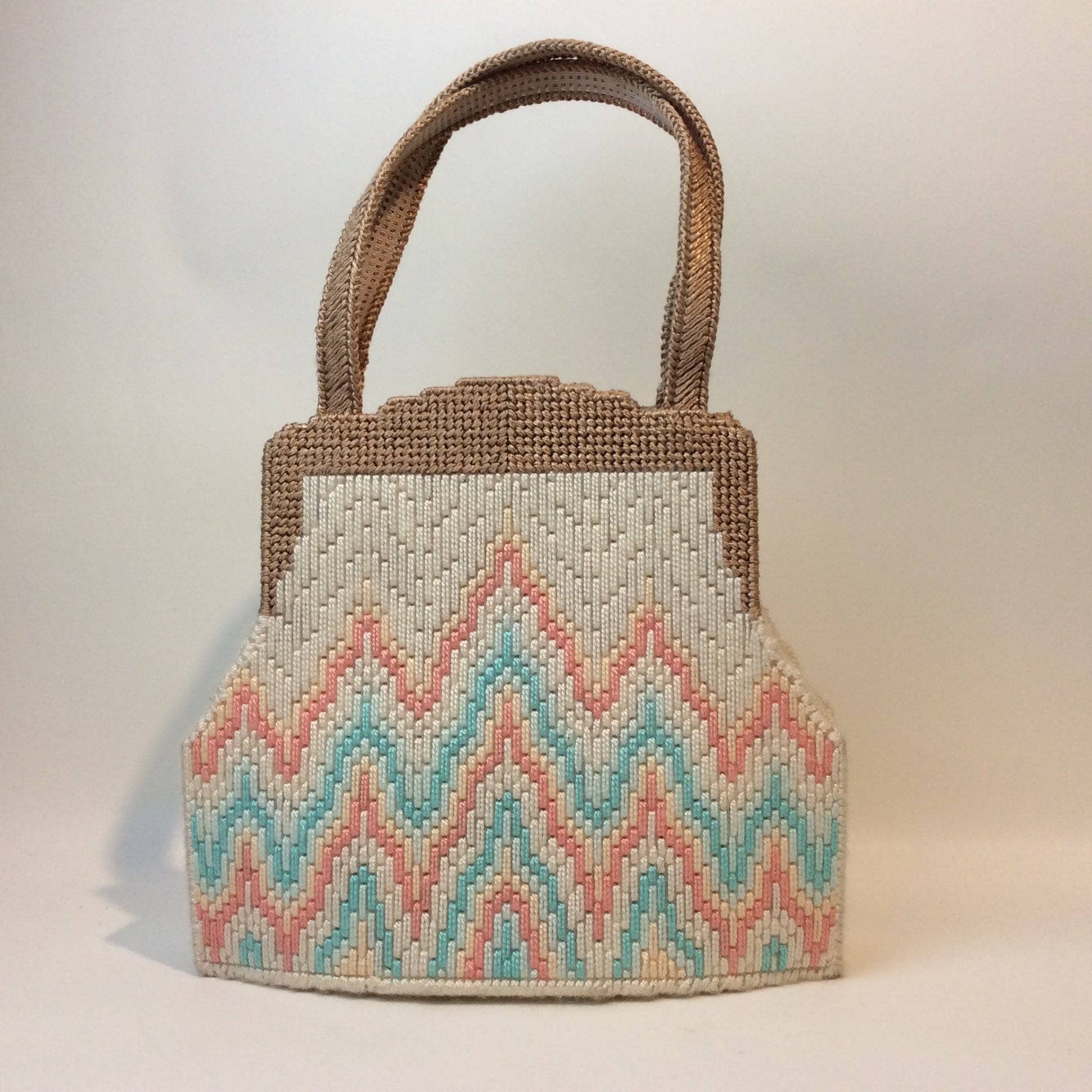 1970's Bargello Needlepoint Handbag Handmade, Sold by bohemevintage.com Montreal