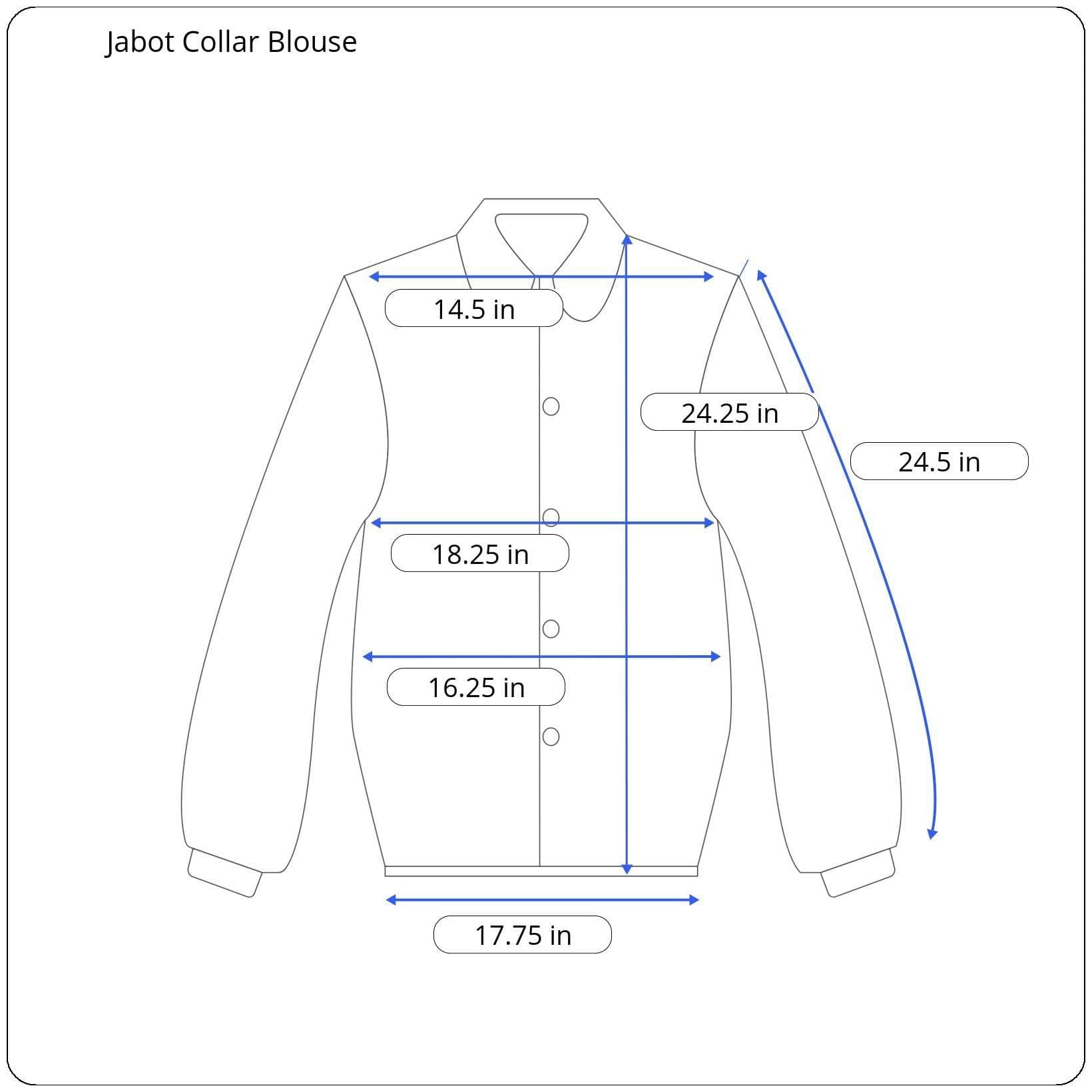 Measurements of 1970s Jabot Collar Long Sleeve White Shirt Size Small Medium sold by bohemevintage.com