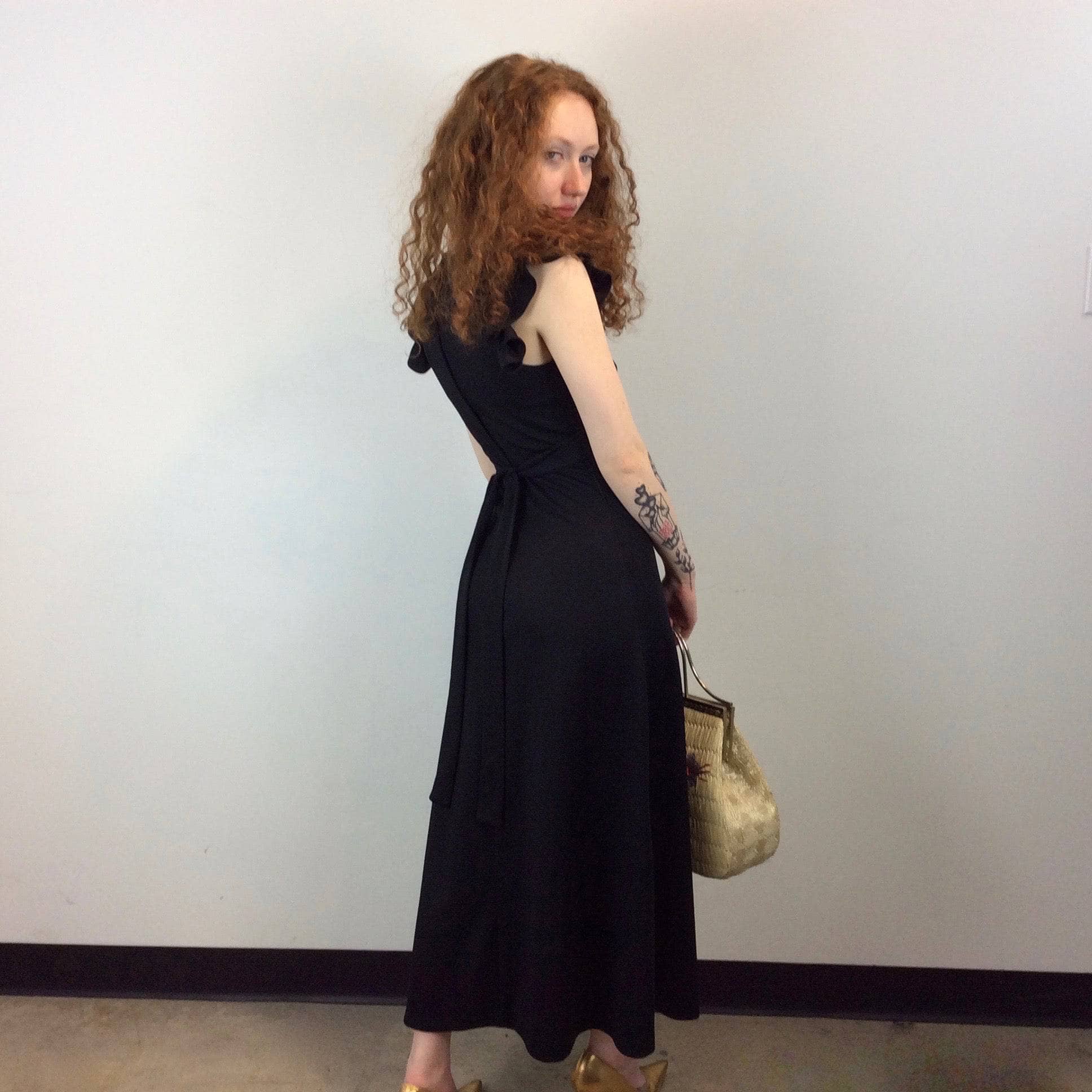 1970s Joseph Ribkoff Black Polyester Maxi Dress Size Small sold by bohemevintage.com