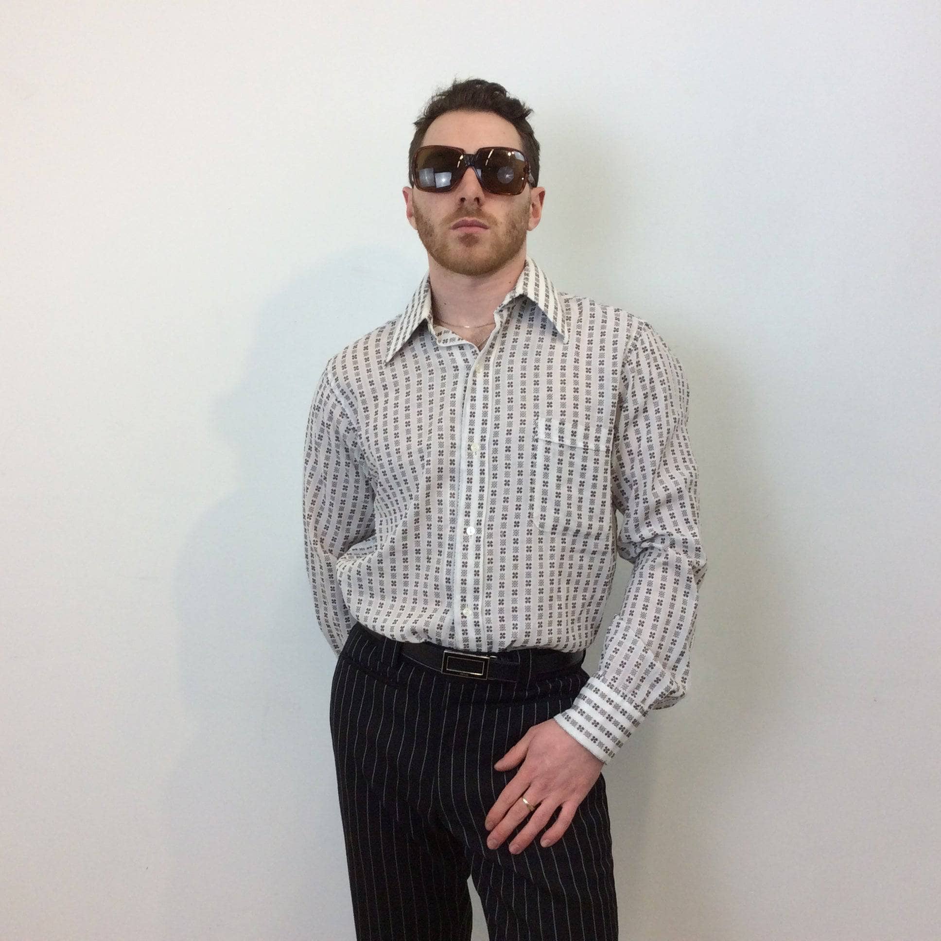 1970s "Margutta" Men's Jacquard Shirt, sold by bohemevintage.com Montréal