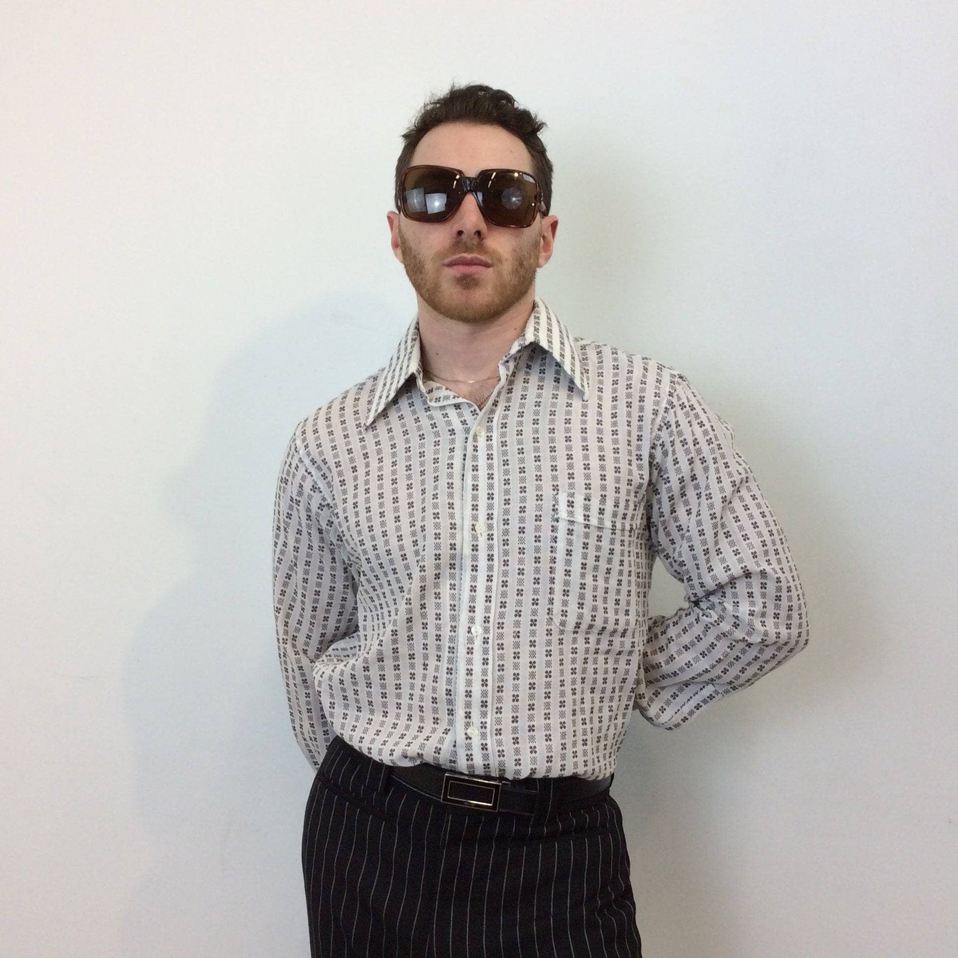 1970s "Margutta" Men's Jacquard Shirt, sold by bohemevintage.com Montréal