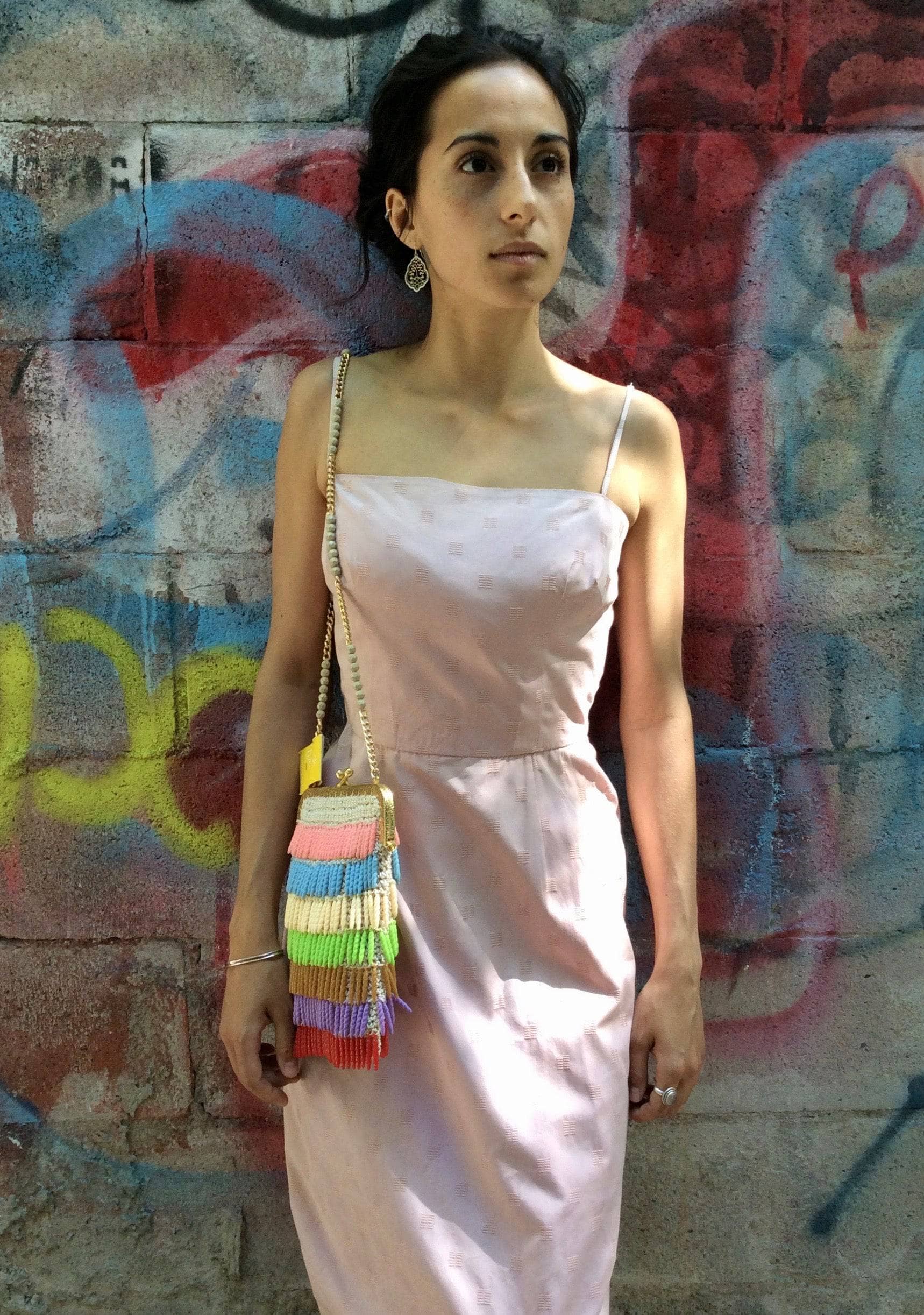 1970s Multi-Coloured Tassels and Crochet Fantasy Bag, sold by bohemevintage.com Montréal