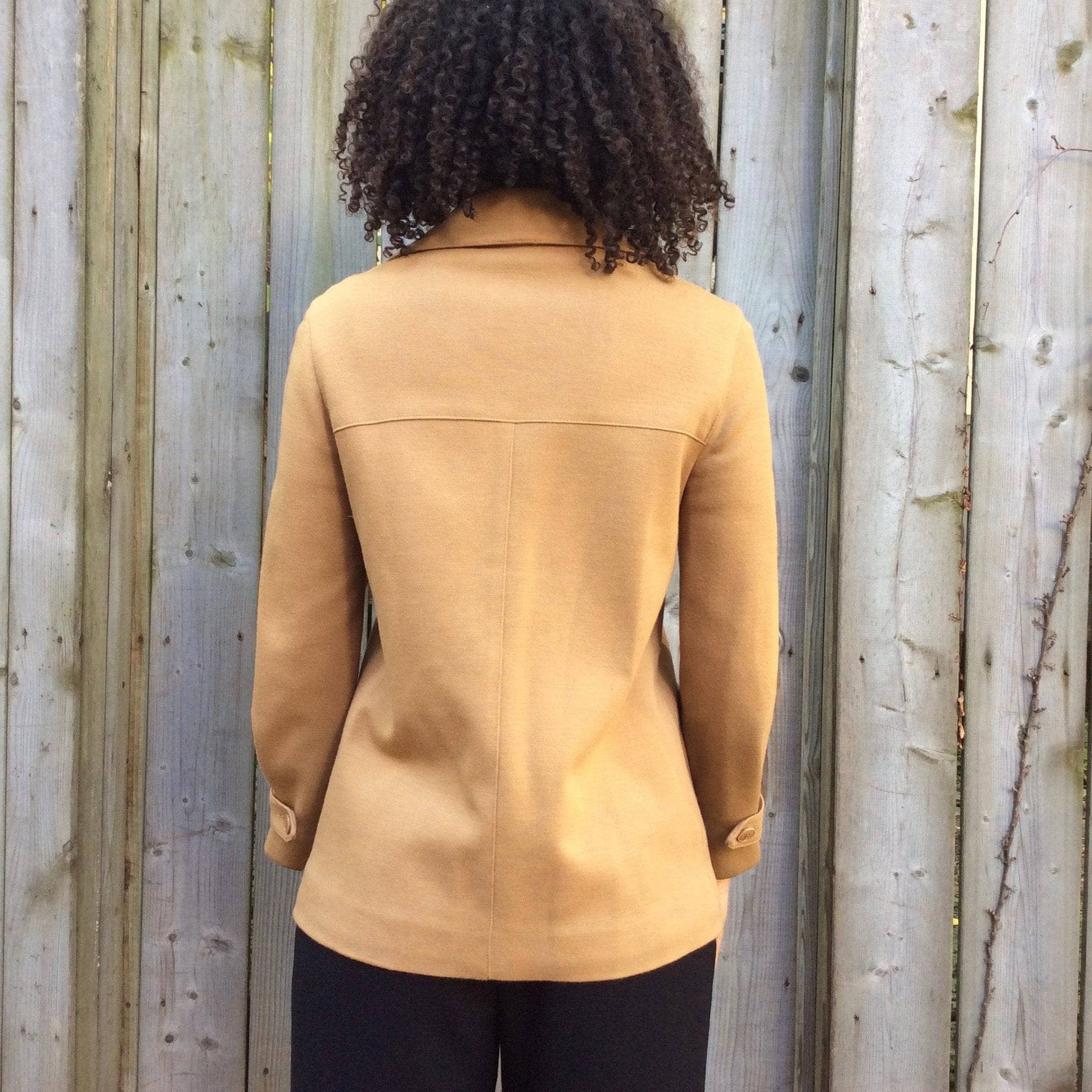 Back view of 1970s "Rodier Paris" Beige Wool Blazer, Sold by bohemevintage.com Montréal