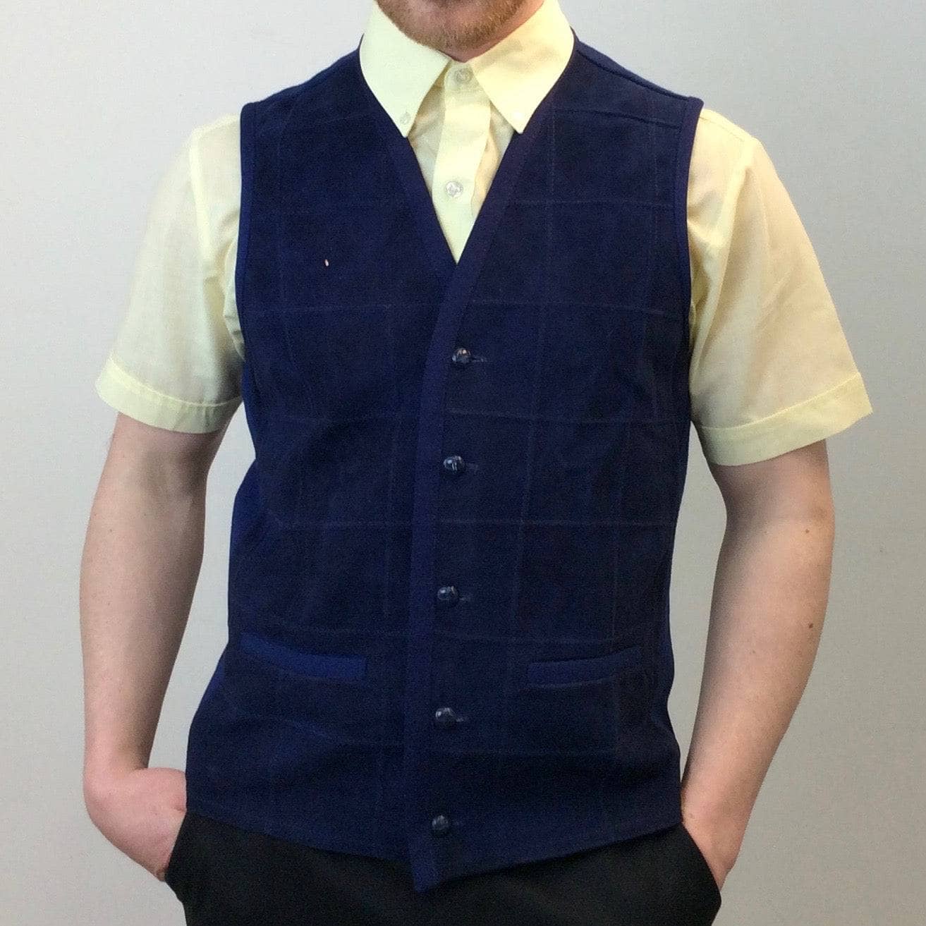 1970s "Tundra" Men's Suede and Wool Knit Vest Size Small, sold by bohemevintage.com Montréal