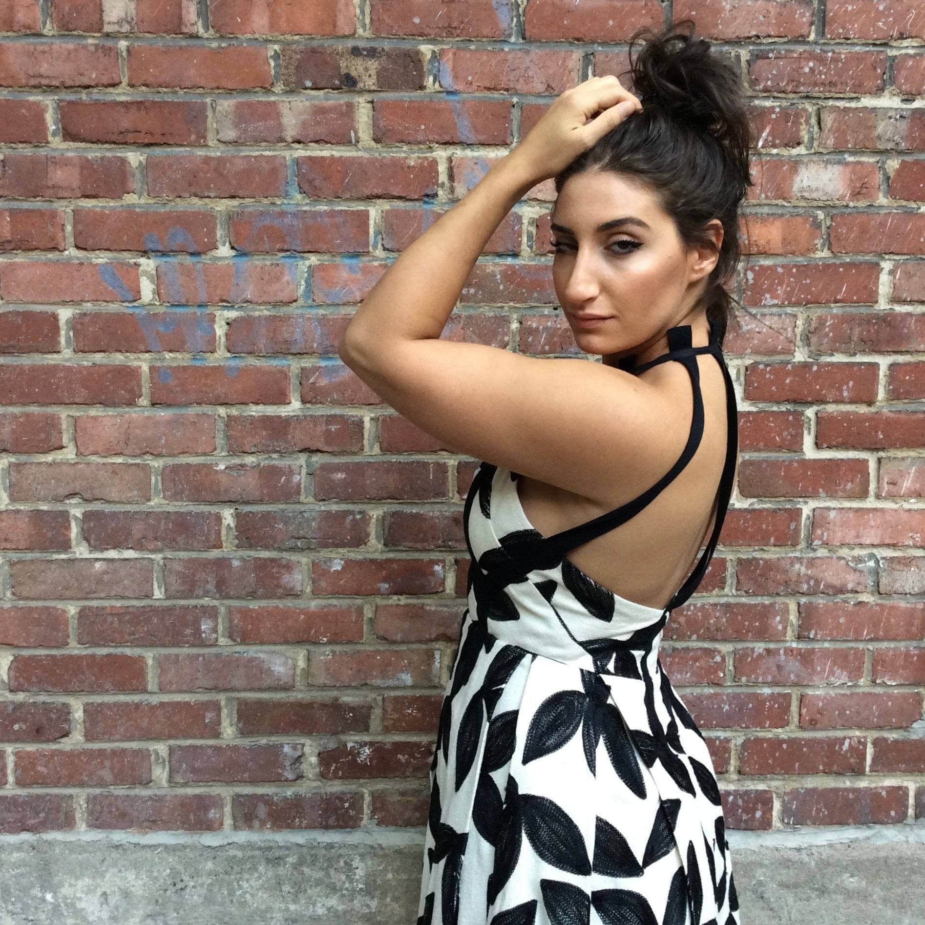 Side View of 1980-1990s "Georges Lévesque" Couture Open-back Bubble Hem Dress, sold by bohemevintage.com Montréal