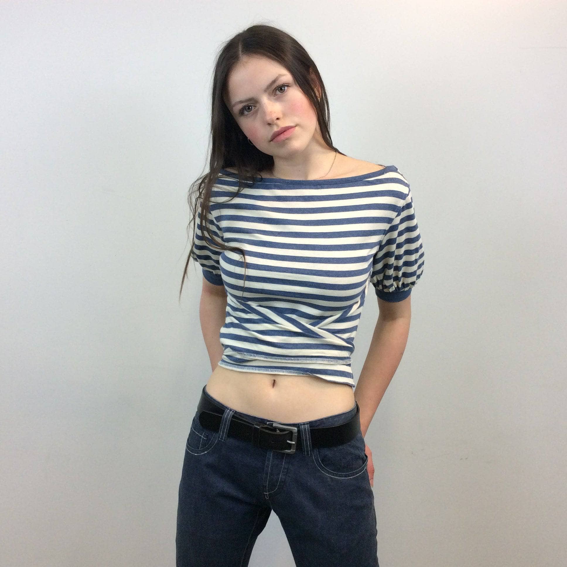1980s Byblos Cropped Short Sleeve Striped T-Shirt, sold by bohemevintage.com Montréal