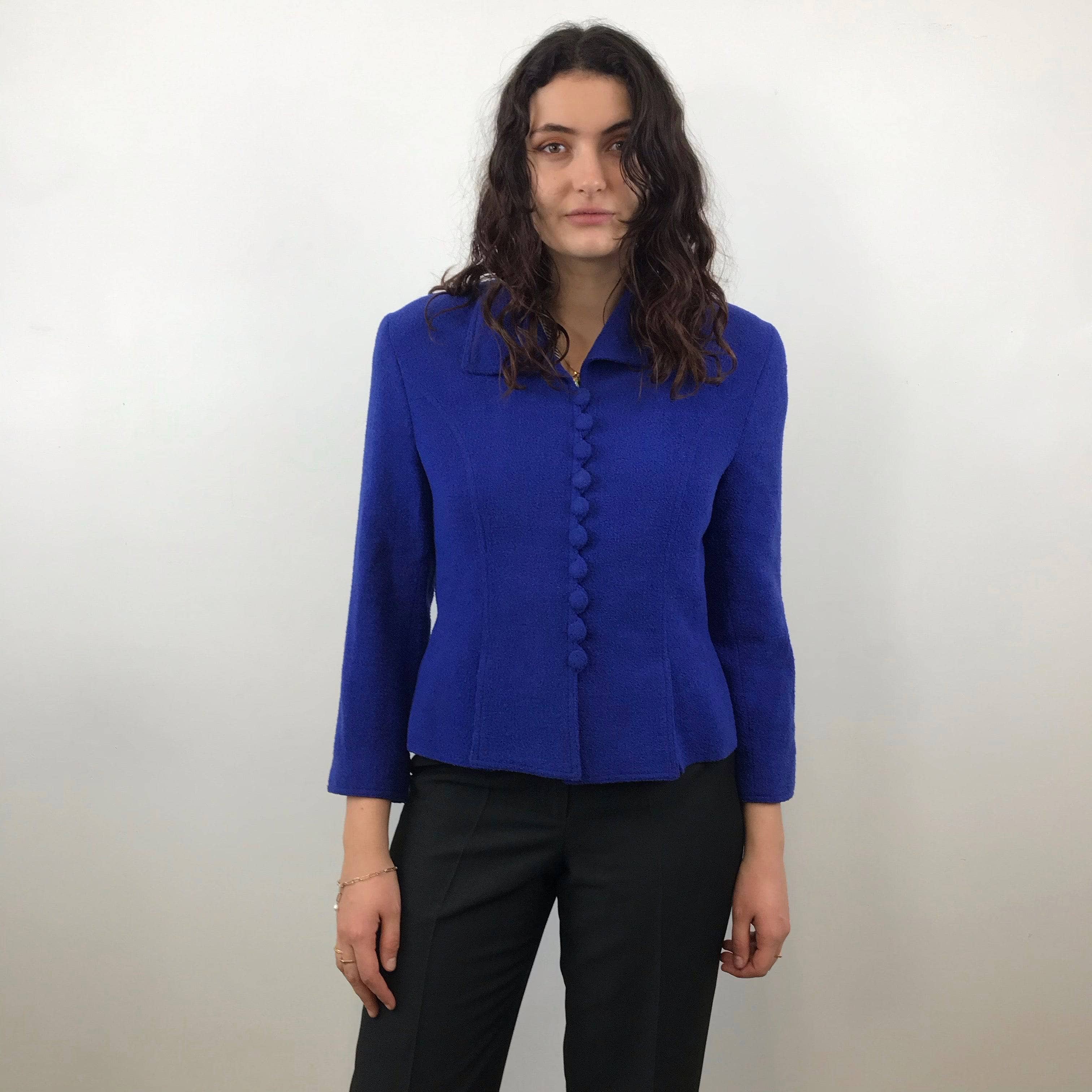 1980s/1990s Louis Féraud Boucle Wool Fitted Blazer Size Medium sold by bohemevintage.com