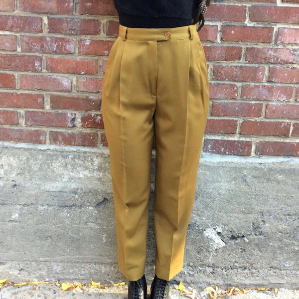 Vintage 80s High Waisted Pants / Pleated Trousers / Golden