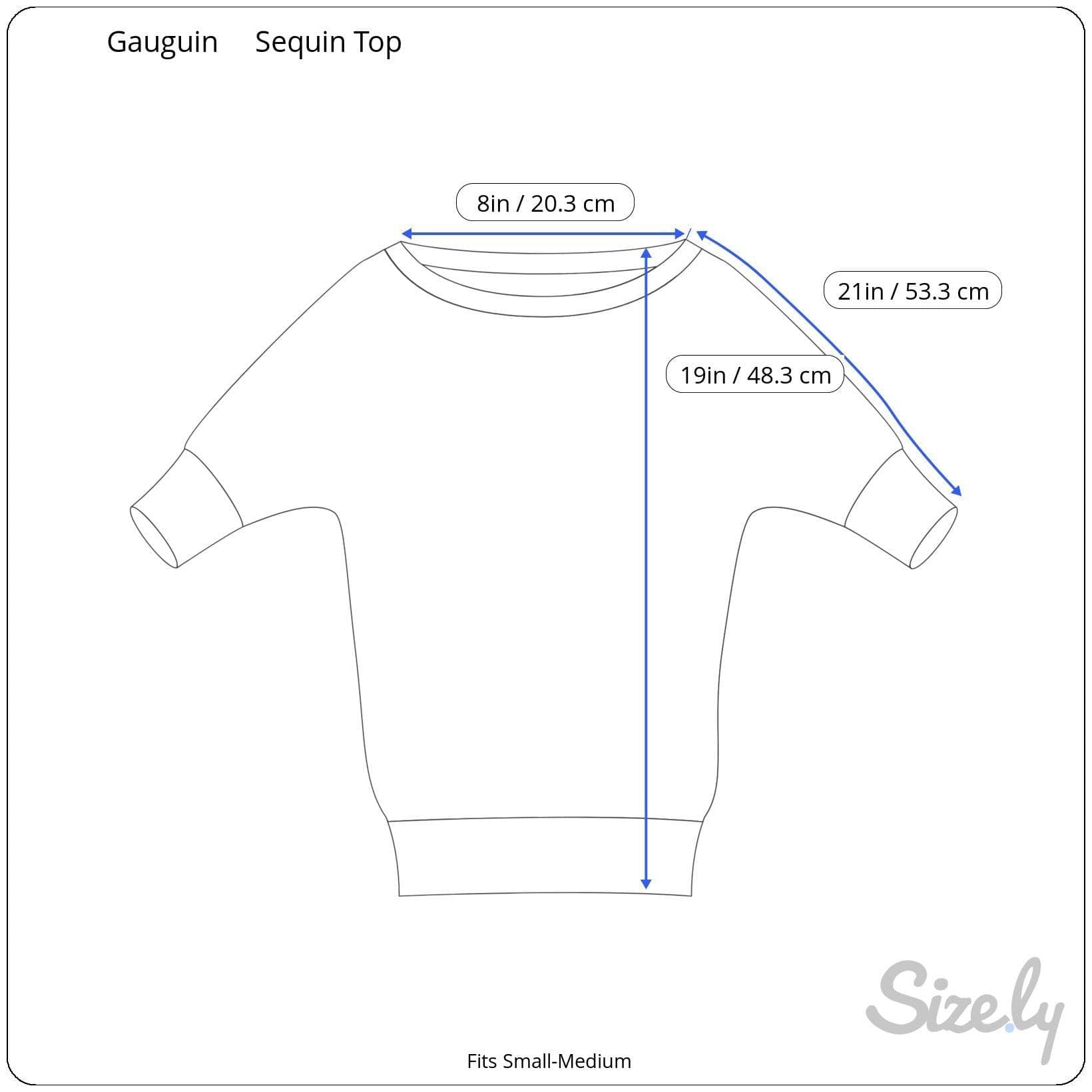 Measurements of 1980s Batwing Sleeve Lace and Sequin Black Top Size small-Medium sold by bohemevintage.com Montreal