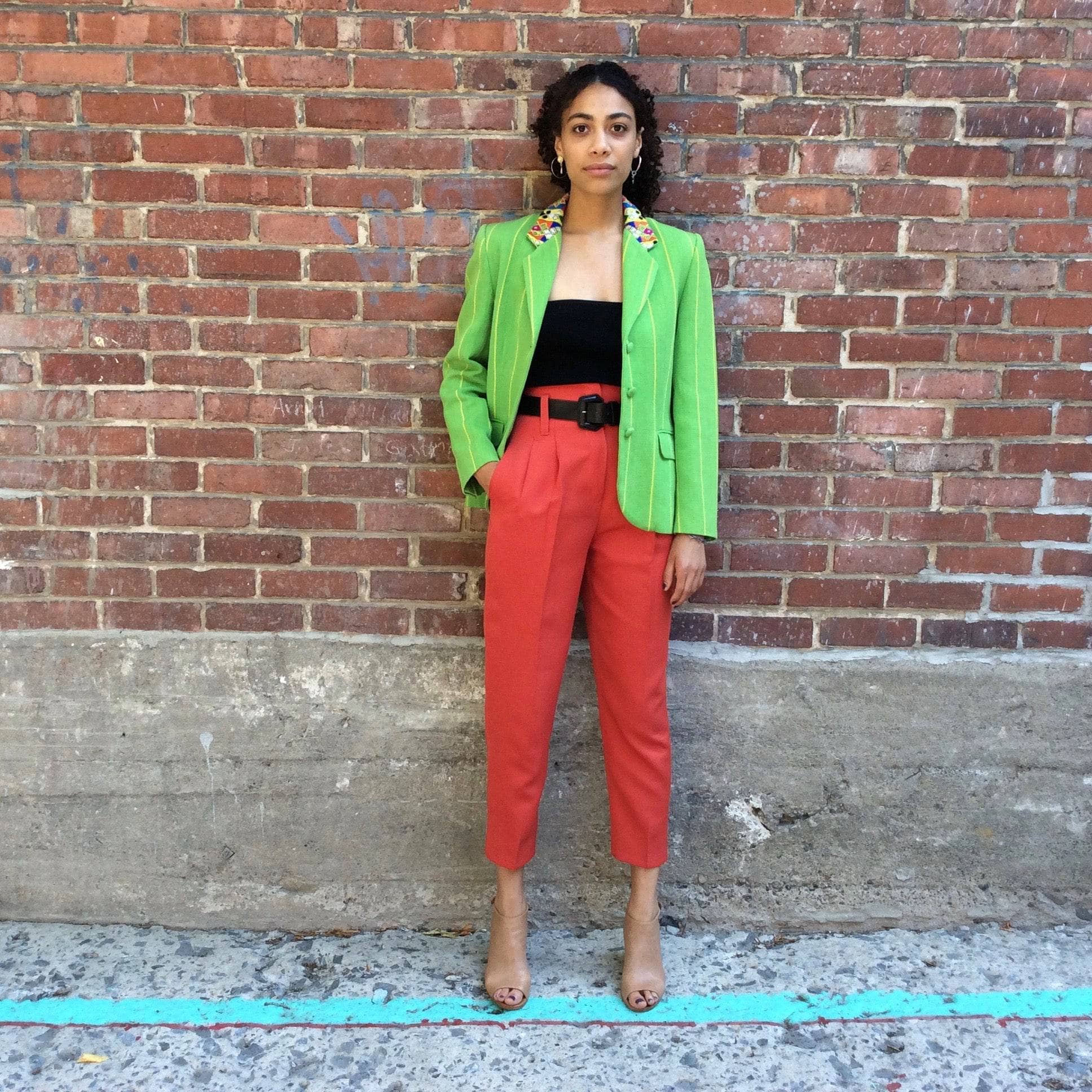 1980s Brick Colour High Waisted tapered leg Pleated Pants Size small sold by bohemevintage.com