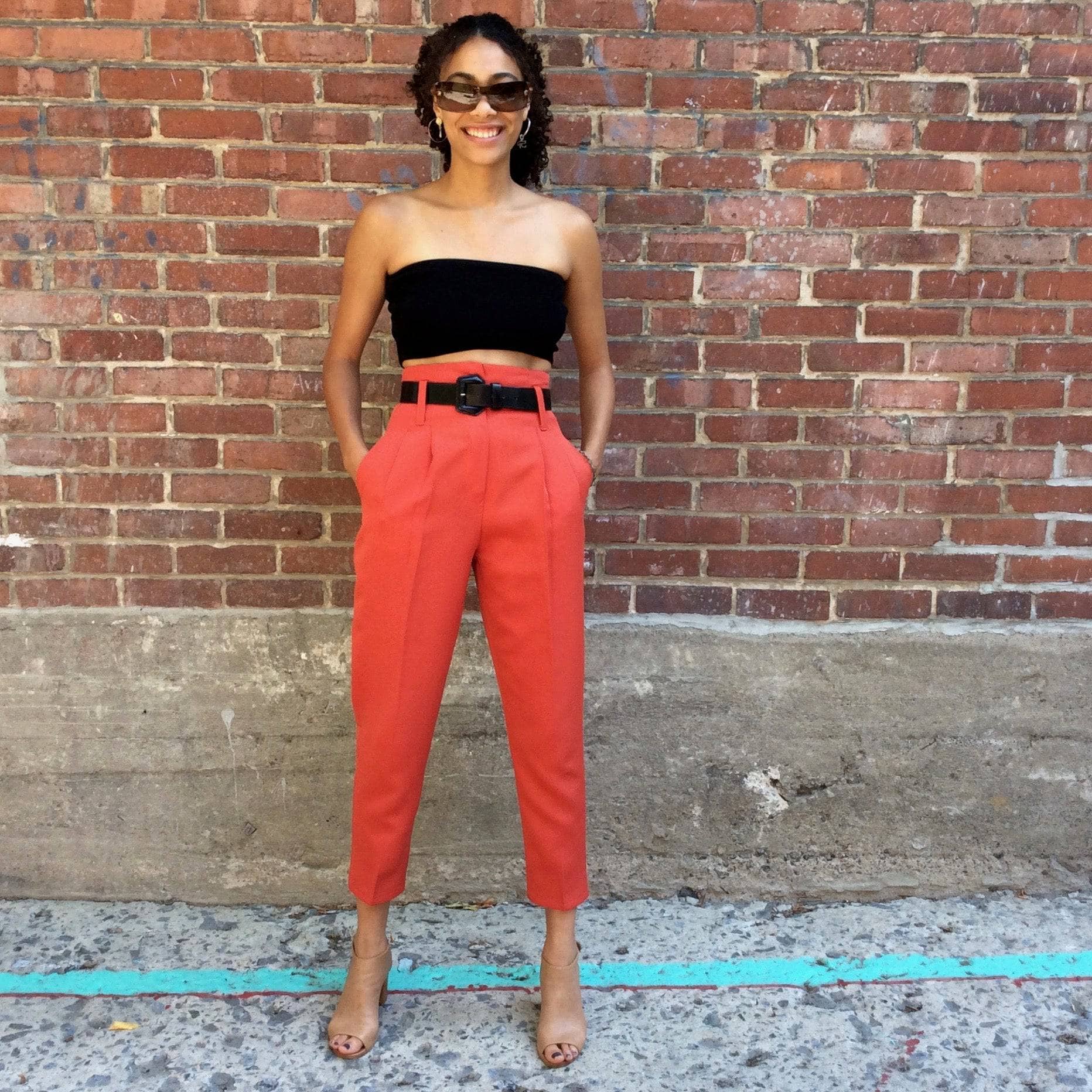 1980s Brick Colour High Waisted tapered leg Pleated Pants Size small sold by bohemevintage.com