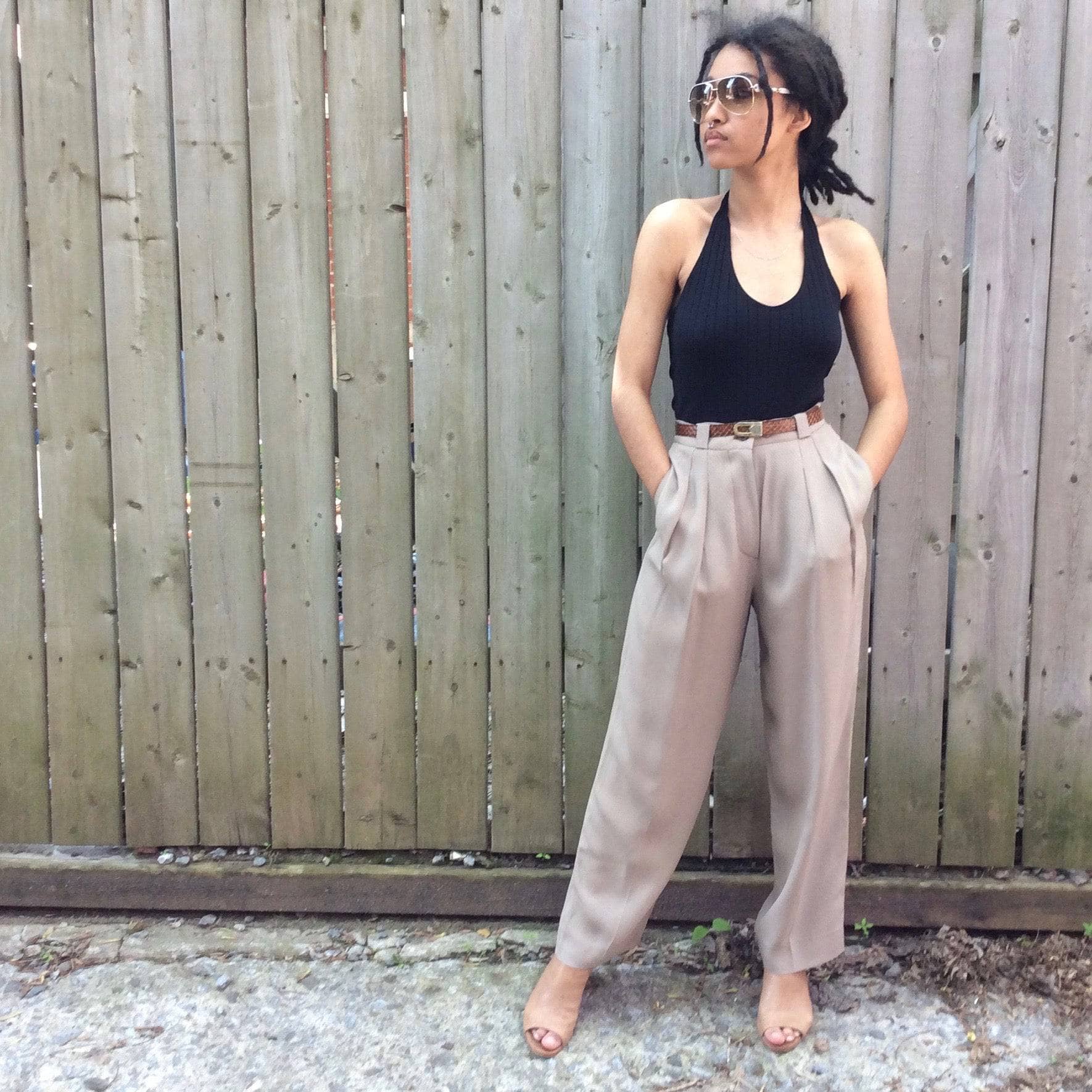 1980s "Giorgio Armani" High-waisted Dress Pants, for sale at bohemevintage.com Montréal