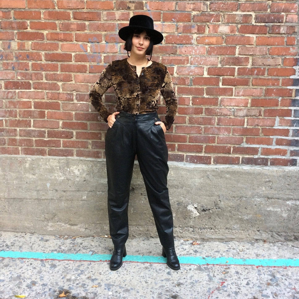 1980s High Waisted Black Genuine Leather Pants | Bohème Vintage