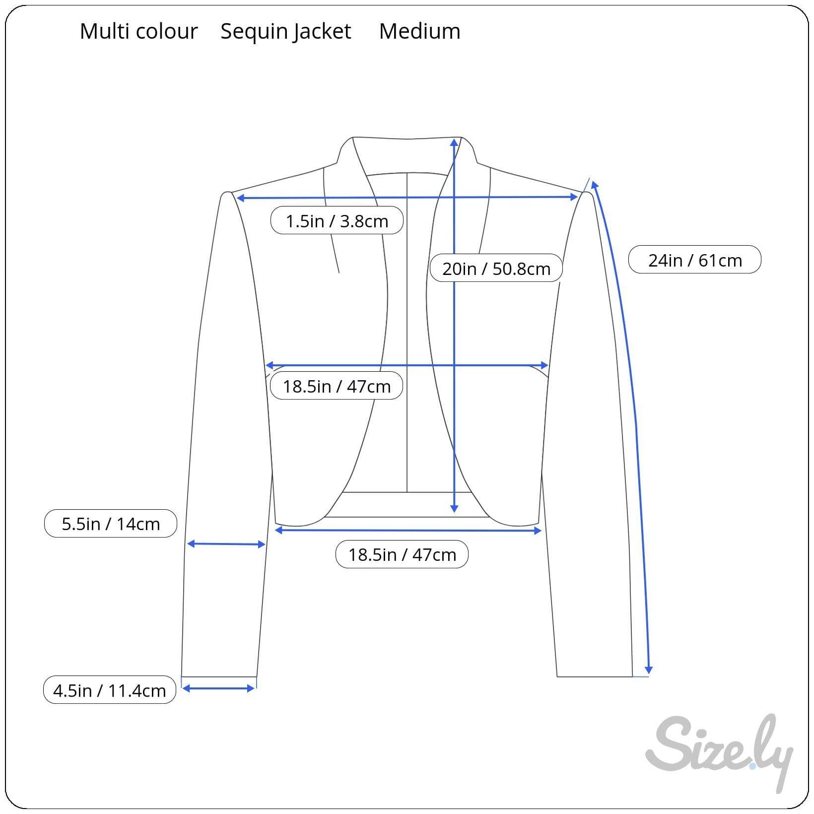 Measurements of 1980s Nipon Night Multi-Coloured Sequin and Bead Short Jacket, for sale at bohemevintage.com Montréal