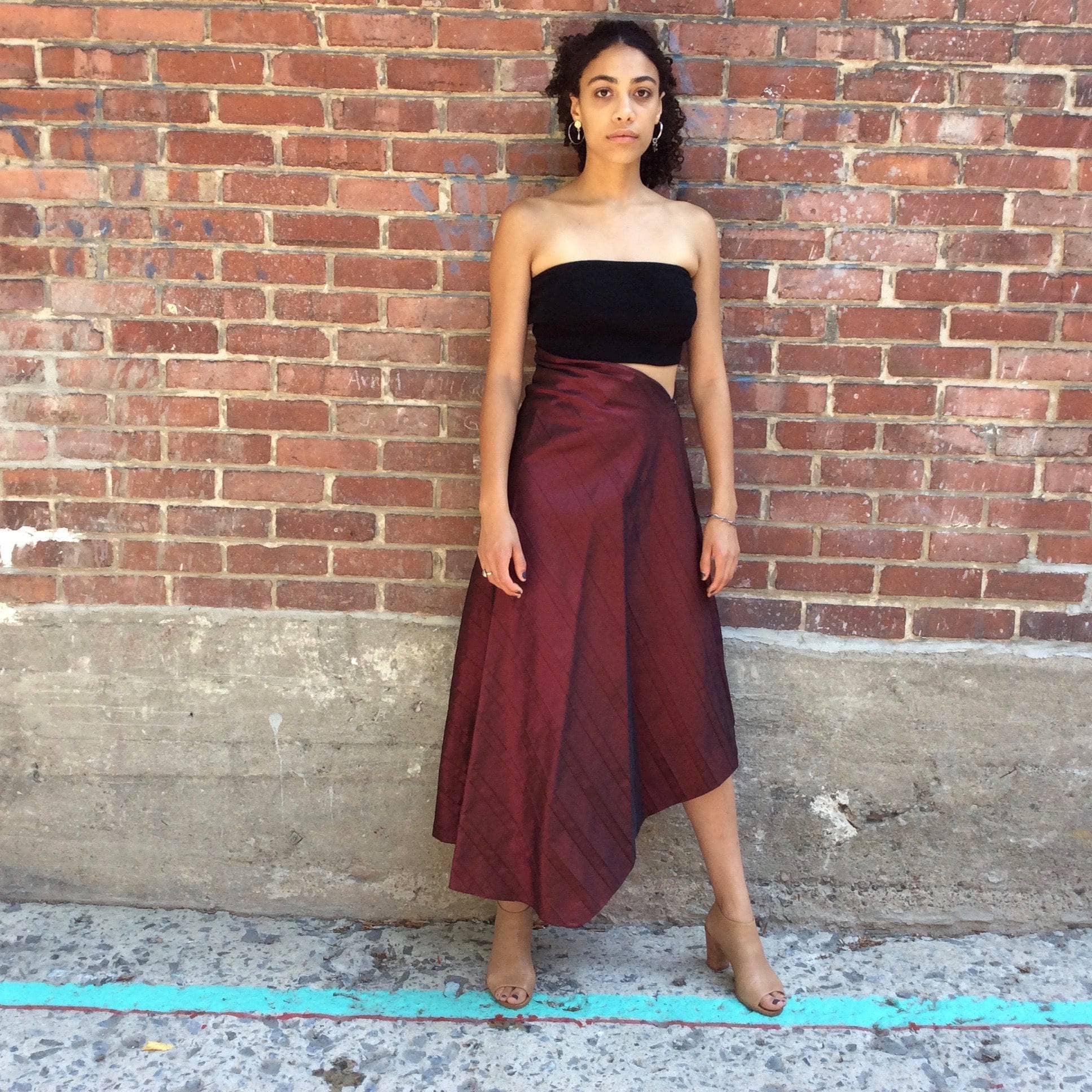 1990s 2000s "Marie Saint Pierre" Asymmetrical Long A-Line skirt Size Small, sold by bohemevintage.com Montreal