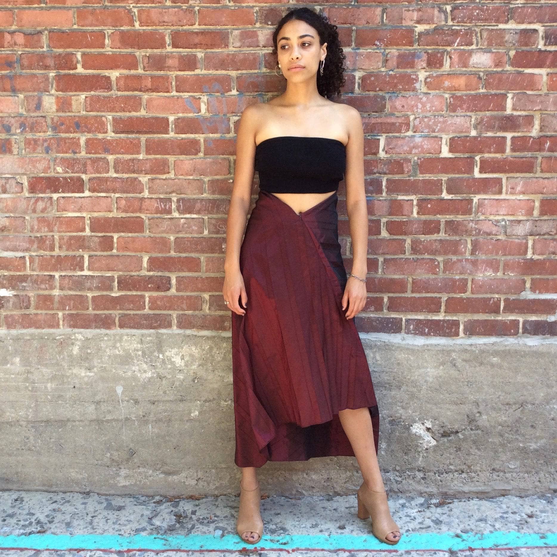 1990s 2000s "Marie Saint Pierre" Asymmetrical Long A-Line skirt Size Small, sold by bohemevintage.com Montreal