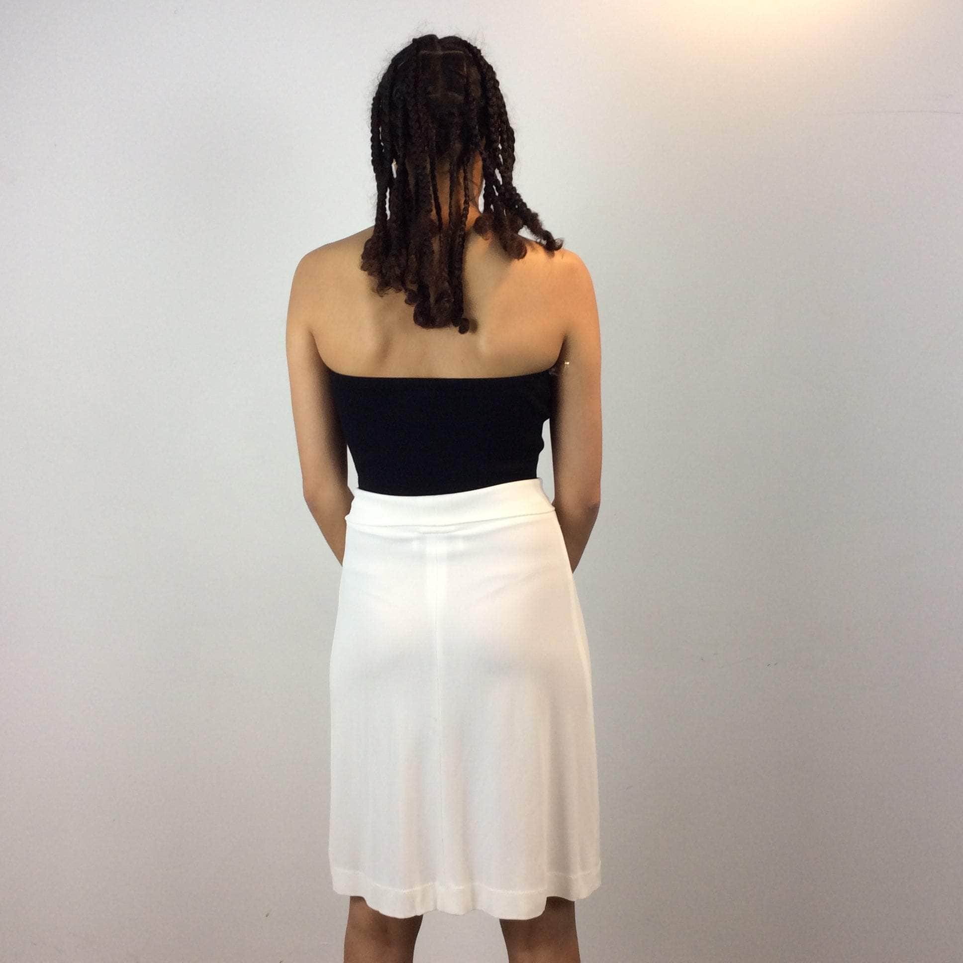 Vintage Y2K 1990s-2000s Marie Saint Pierre White Jersey Skirt. Sold by Bohème Vintage - Montreal.