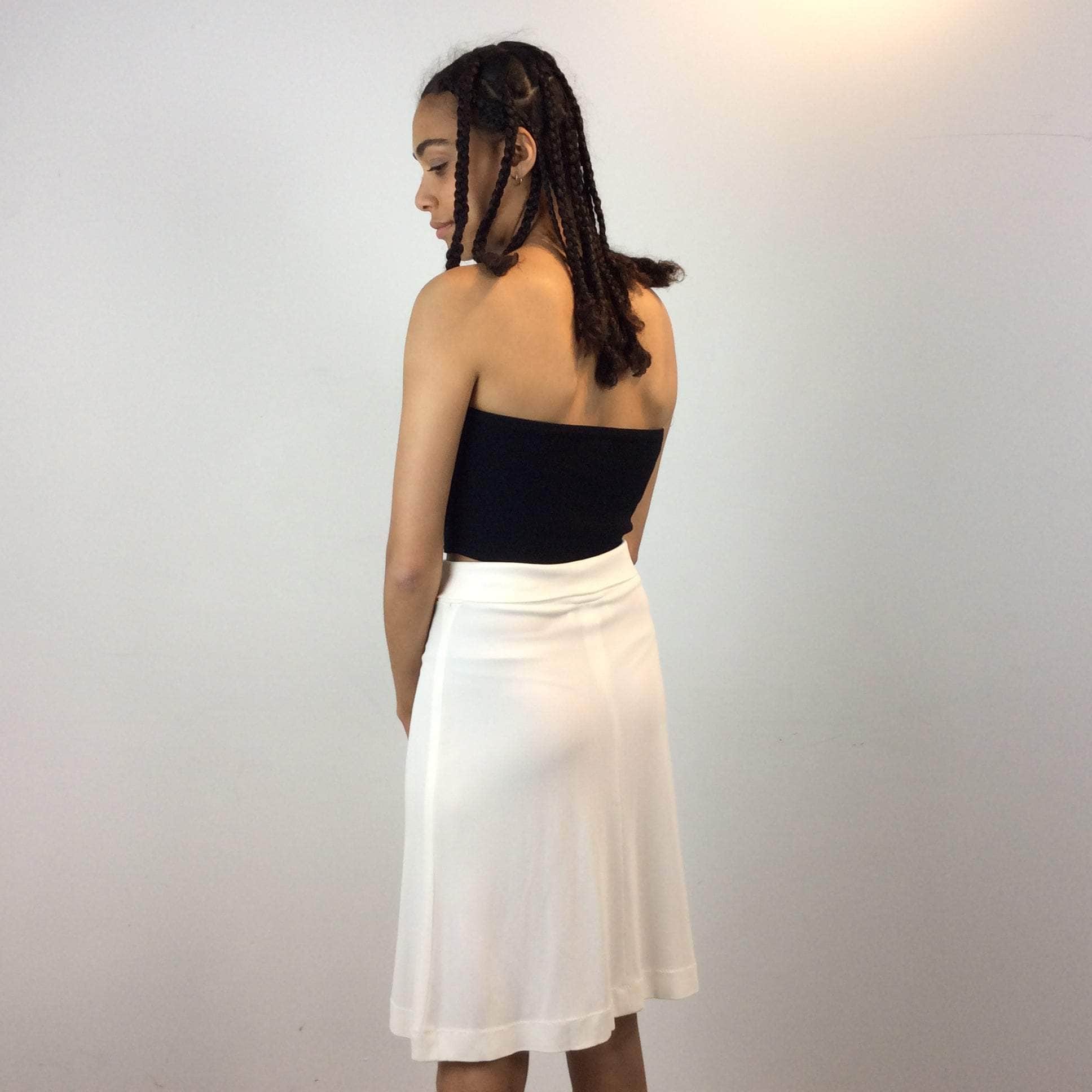 Vintage Y2K 1990s-2000s Marie Saint Pierre White Jersey Skirt. Sold by Bohème Vintage - Montreal.