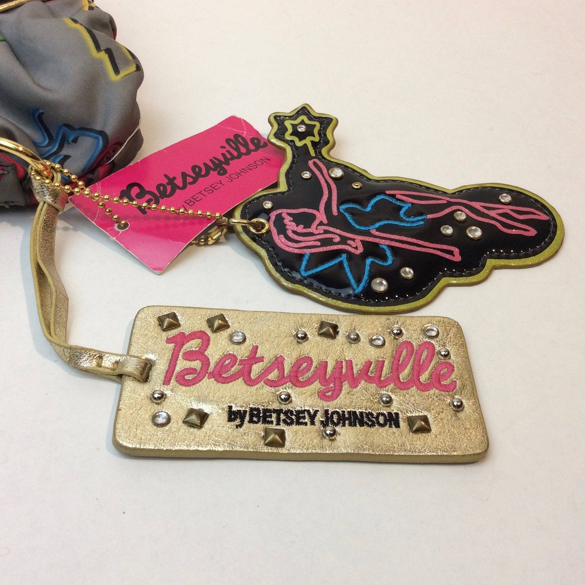 Original tags of 1990s Betseyville Deadstock Designer Clutch Handbag from Betsy Johnson sold by bohemevintage.com
