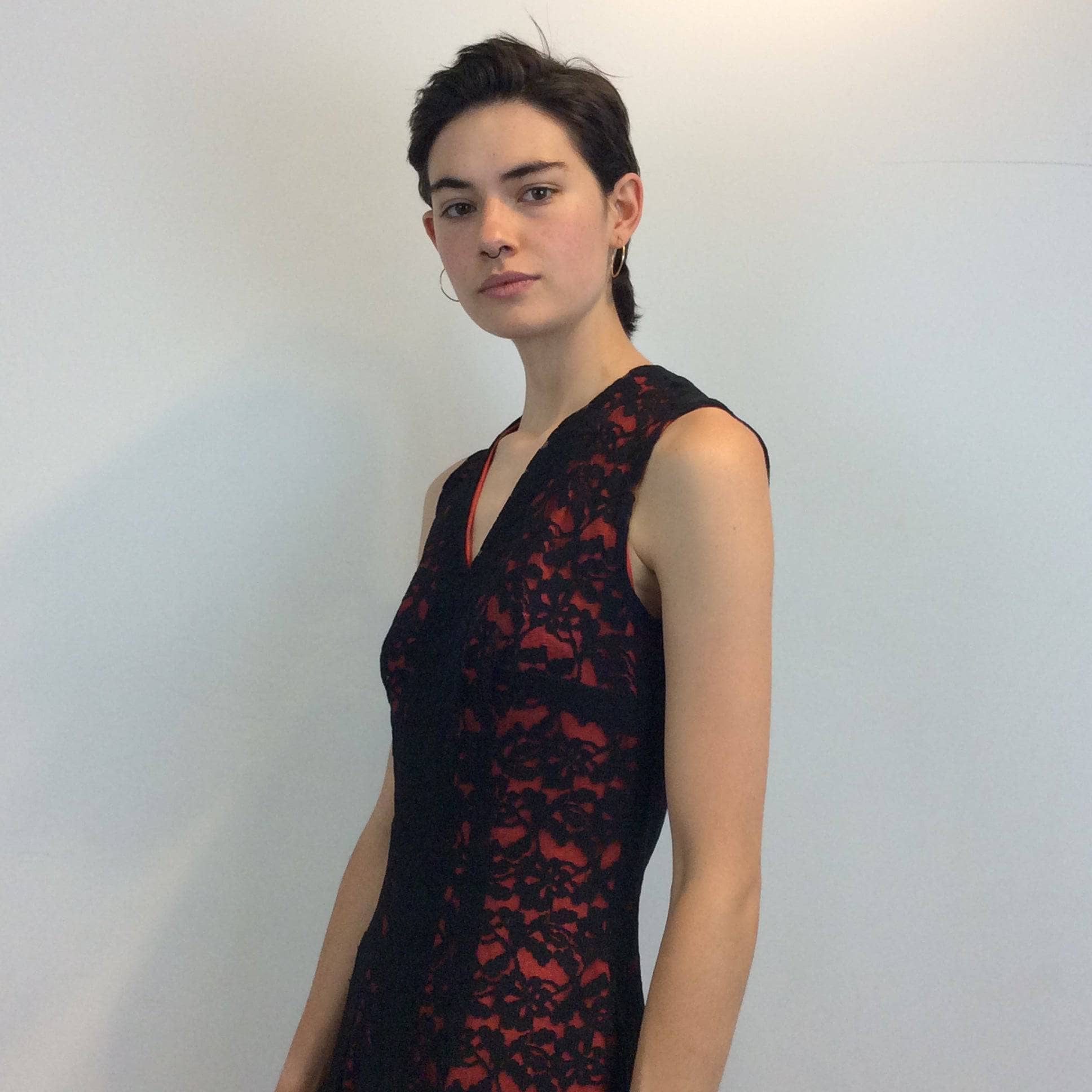 1990s Sleeveless Front Slit Maxi Length Black Lace Sheath Dress, Size Small sold by Boheme Vintage Montreal