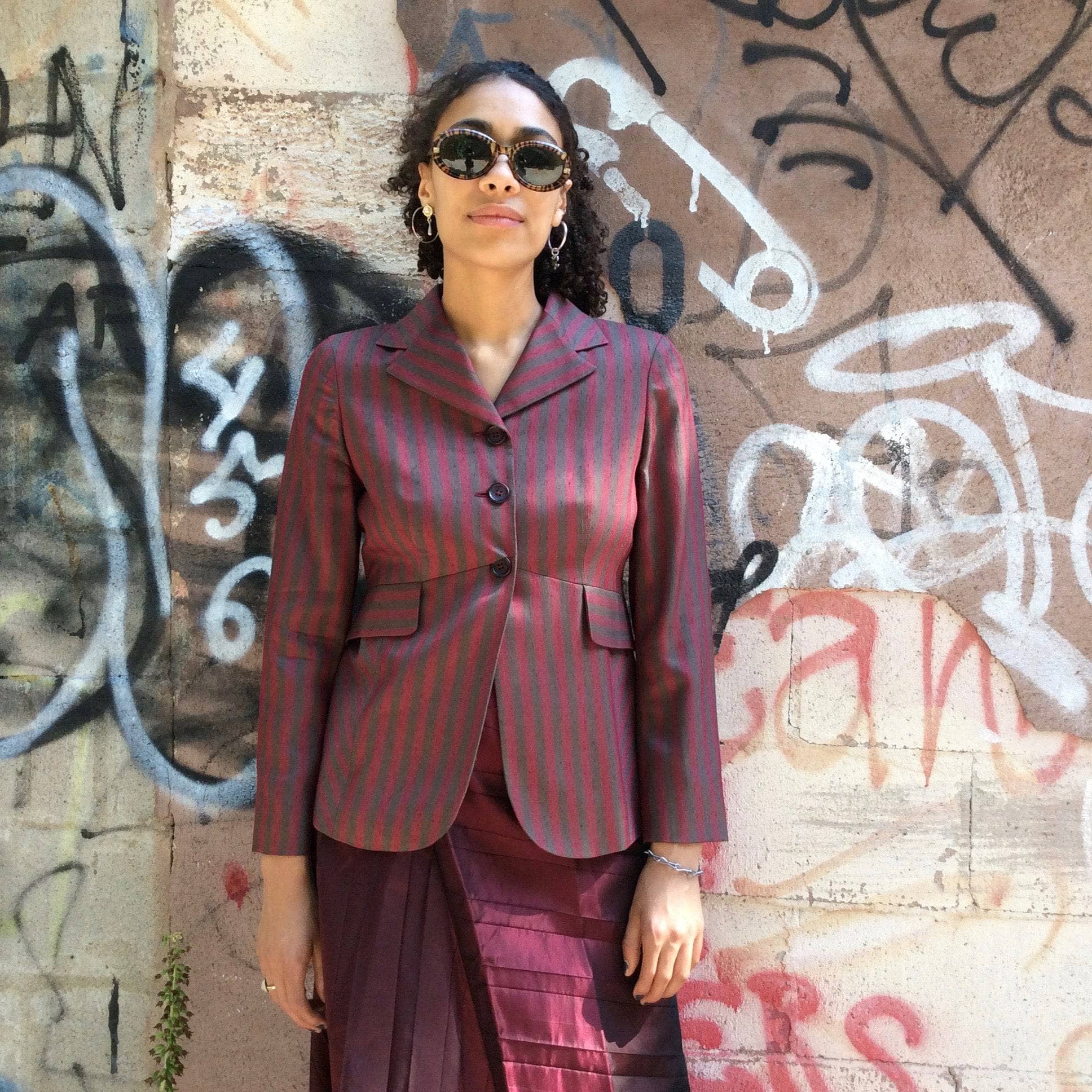 1990s Gianfranco Ferré Fitted Striped Blazer Size small / Medium sold by bohemevintage.com