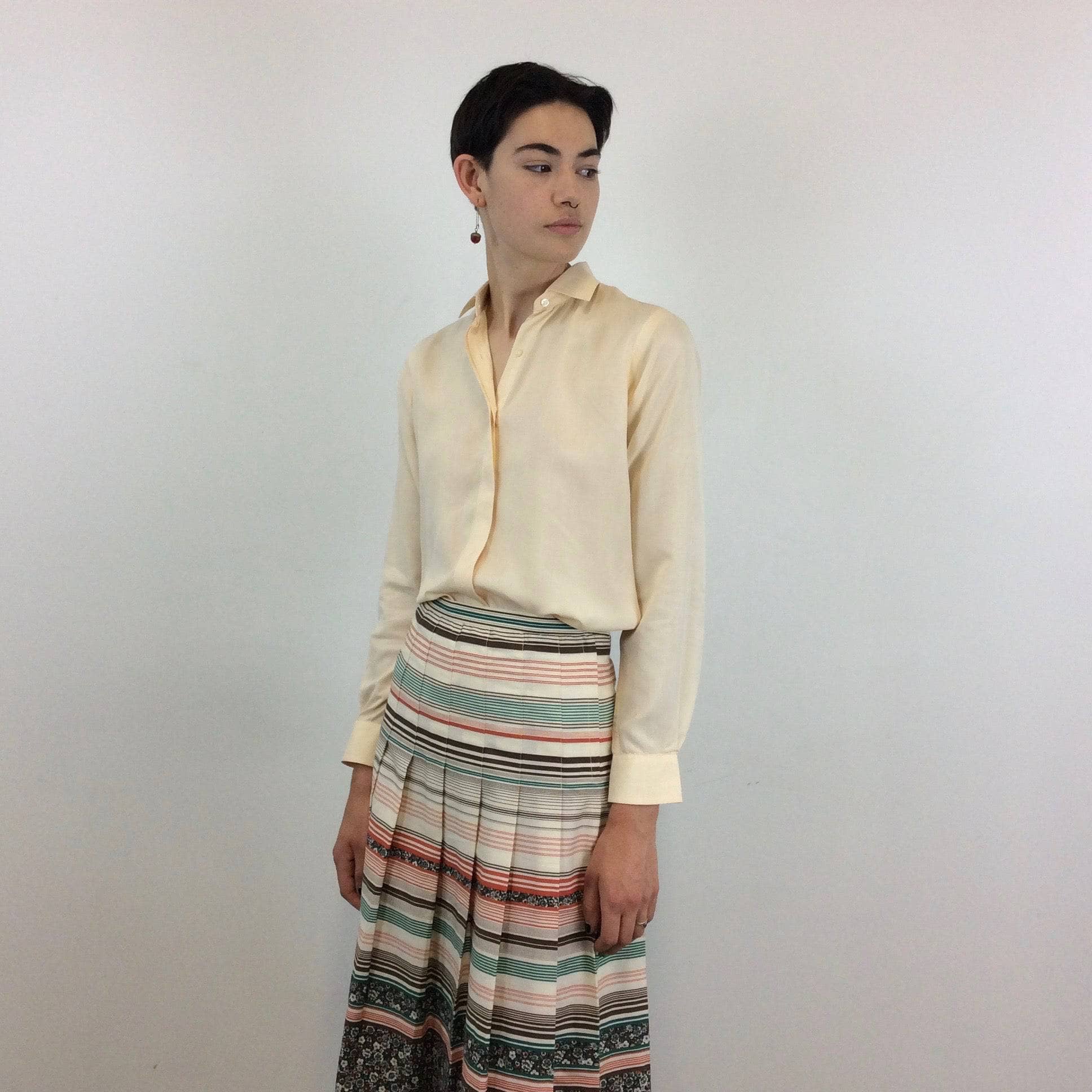 Aquascutum Classic Button Up Silk Blouse sold by bohemevintage.com