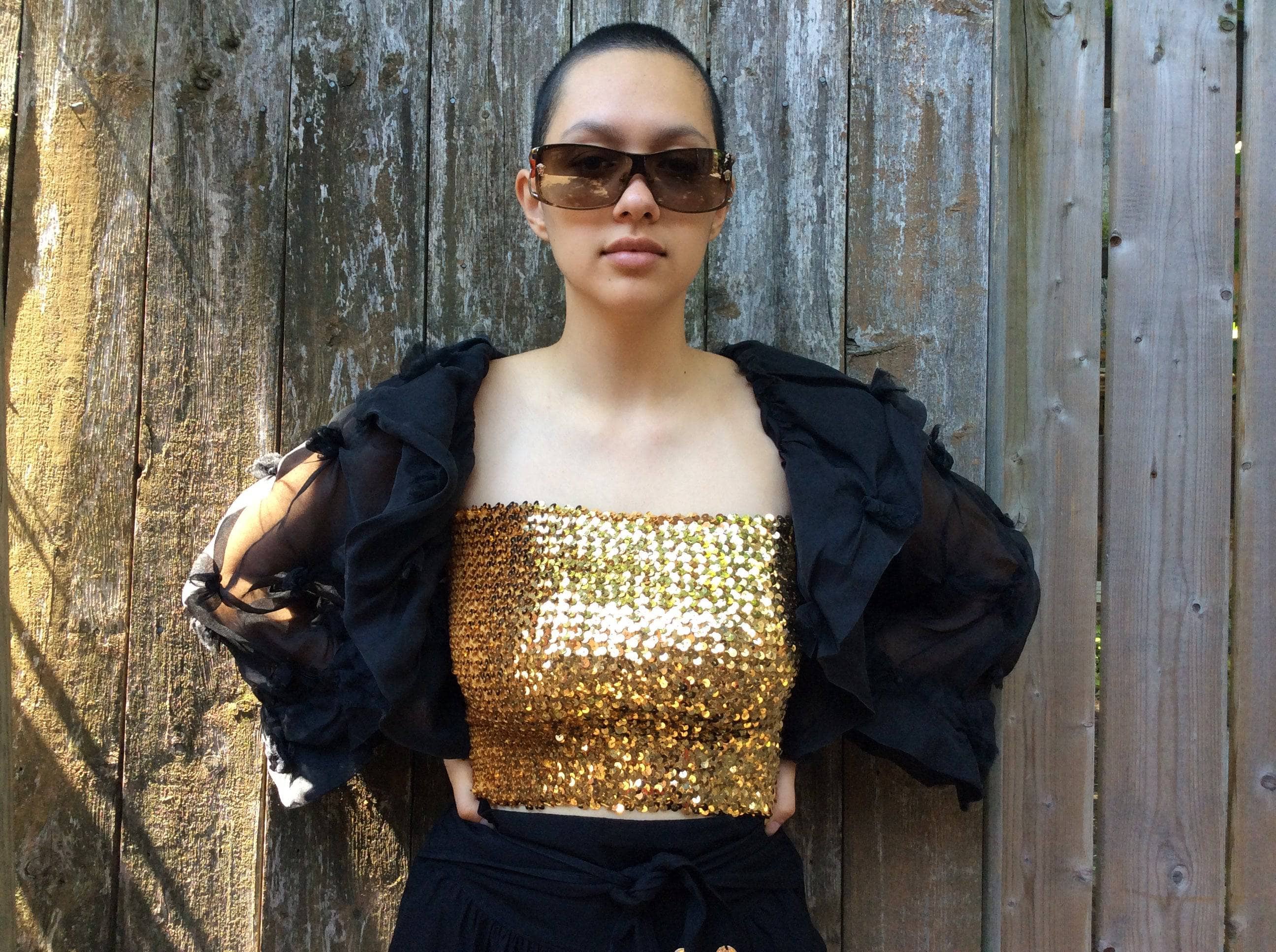 Black Silk Chiffon Bolero size Medium/Large, sold by bohemevintage.com Montréal