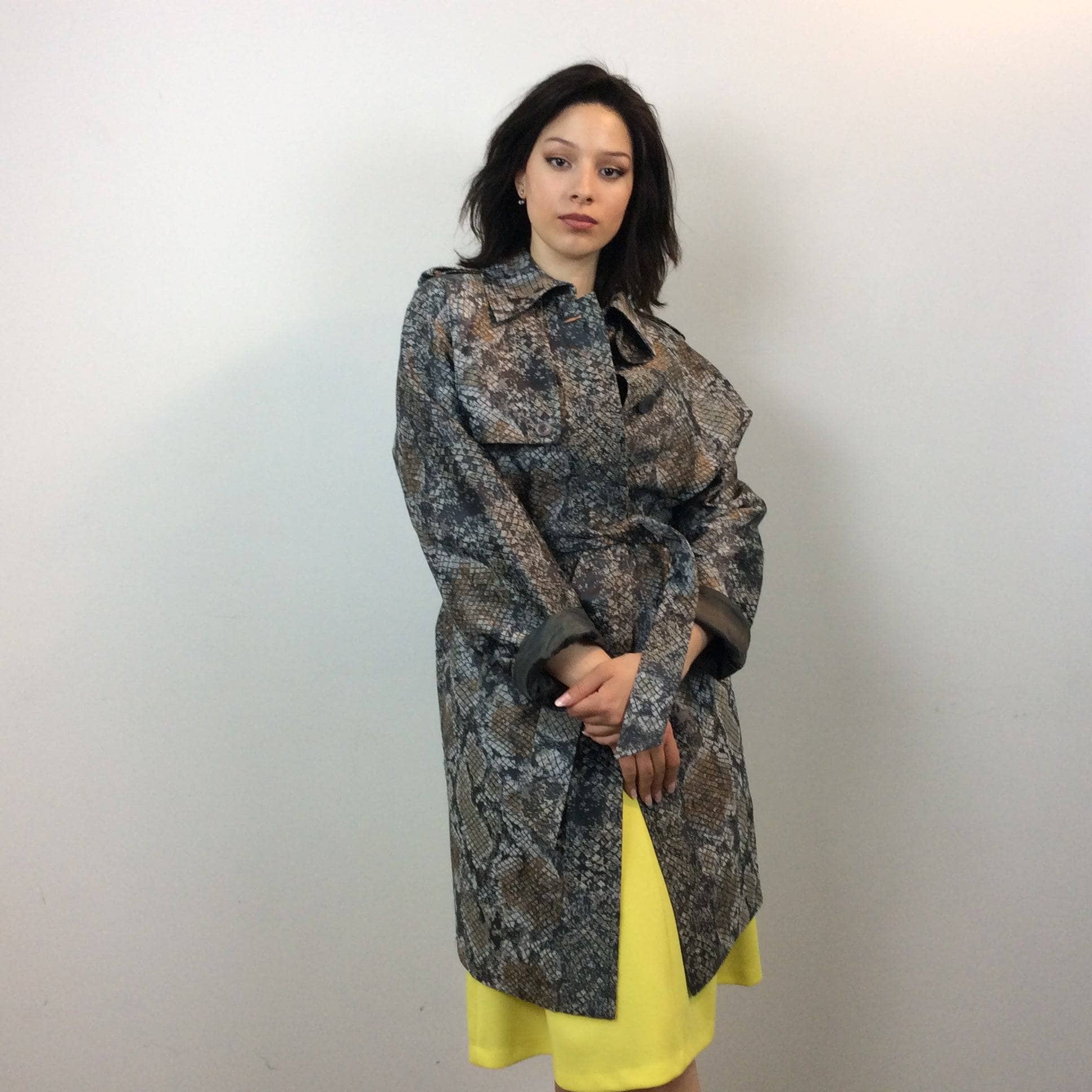 ESCADA Knee length Snake Print Designer Trench Coat
