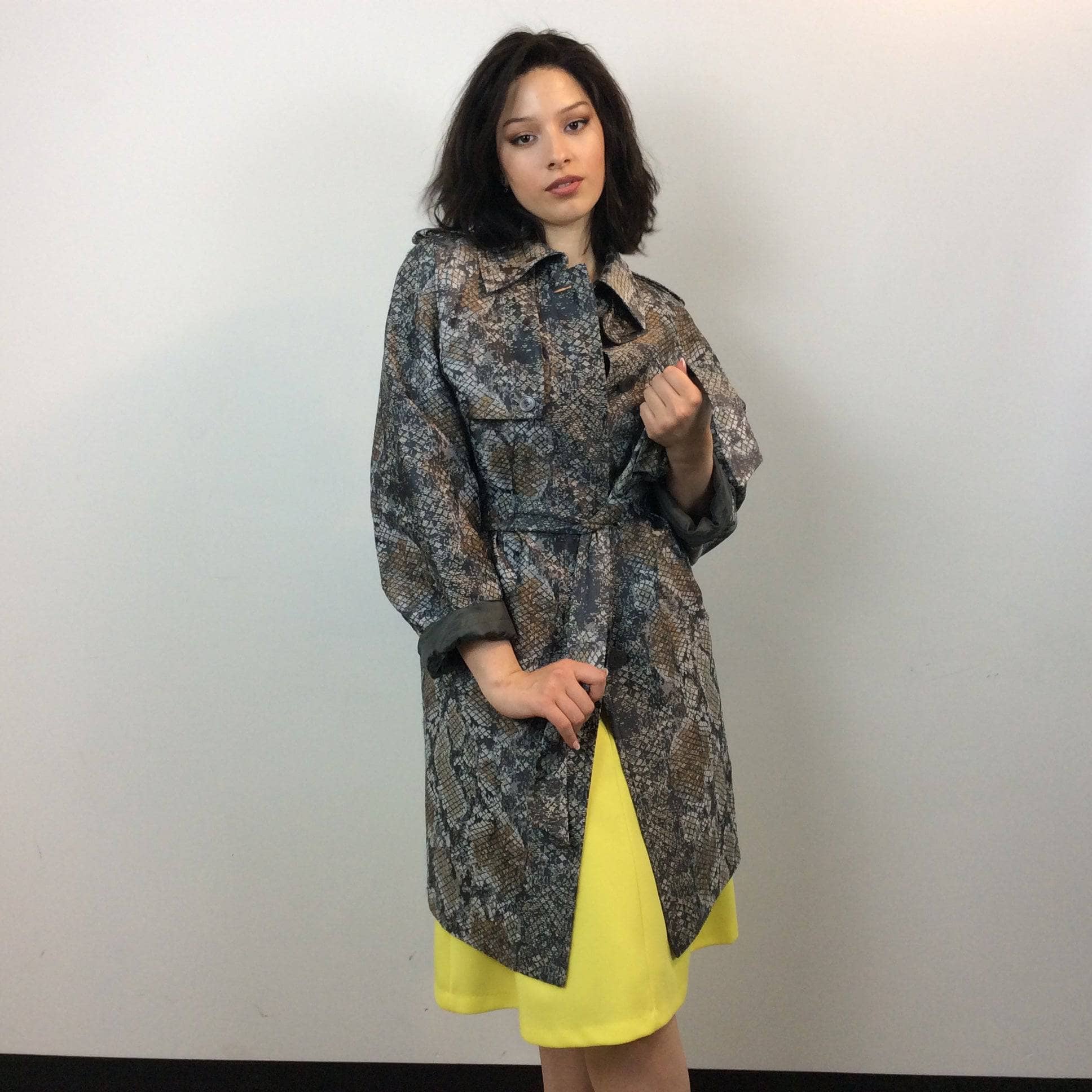 ESCADA Knee length Snake Print Designer Trench Coat