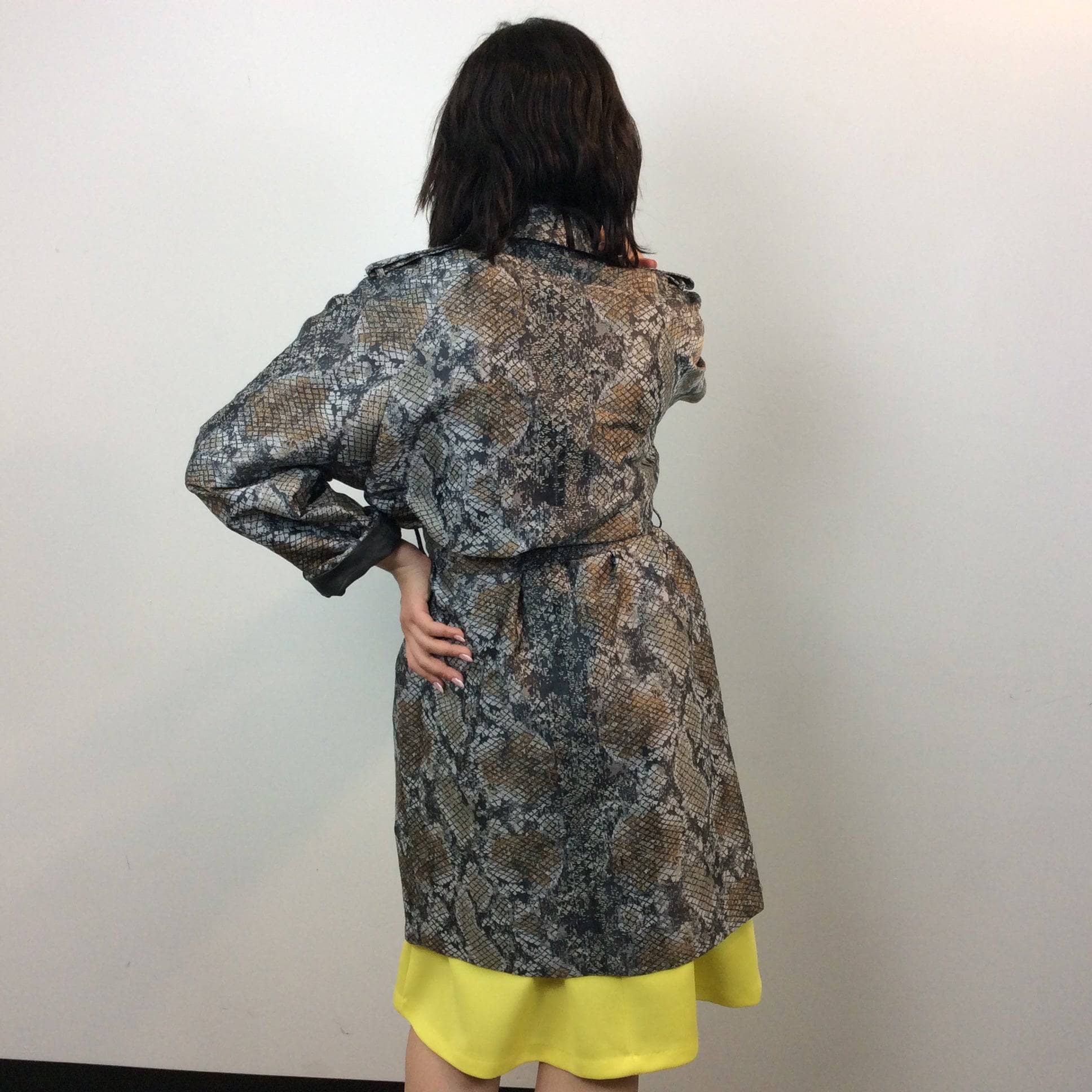 ESCADA Knee length Snake Print Designer Trench Coat