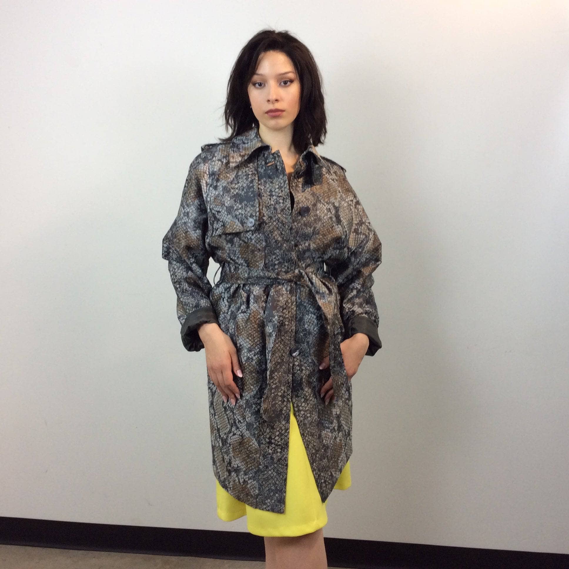 ESCADA Knee length Snake Print Designer Trench Coat