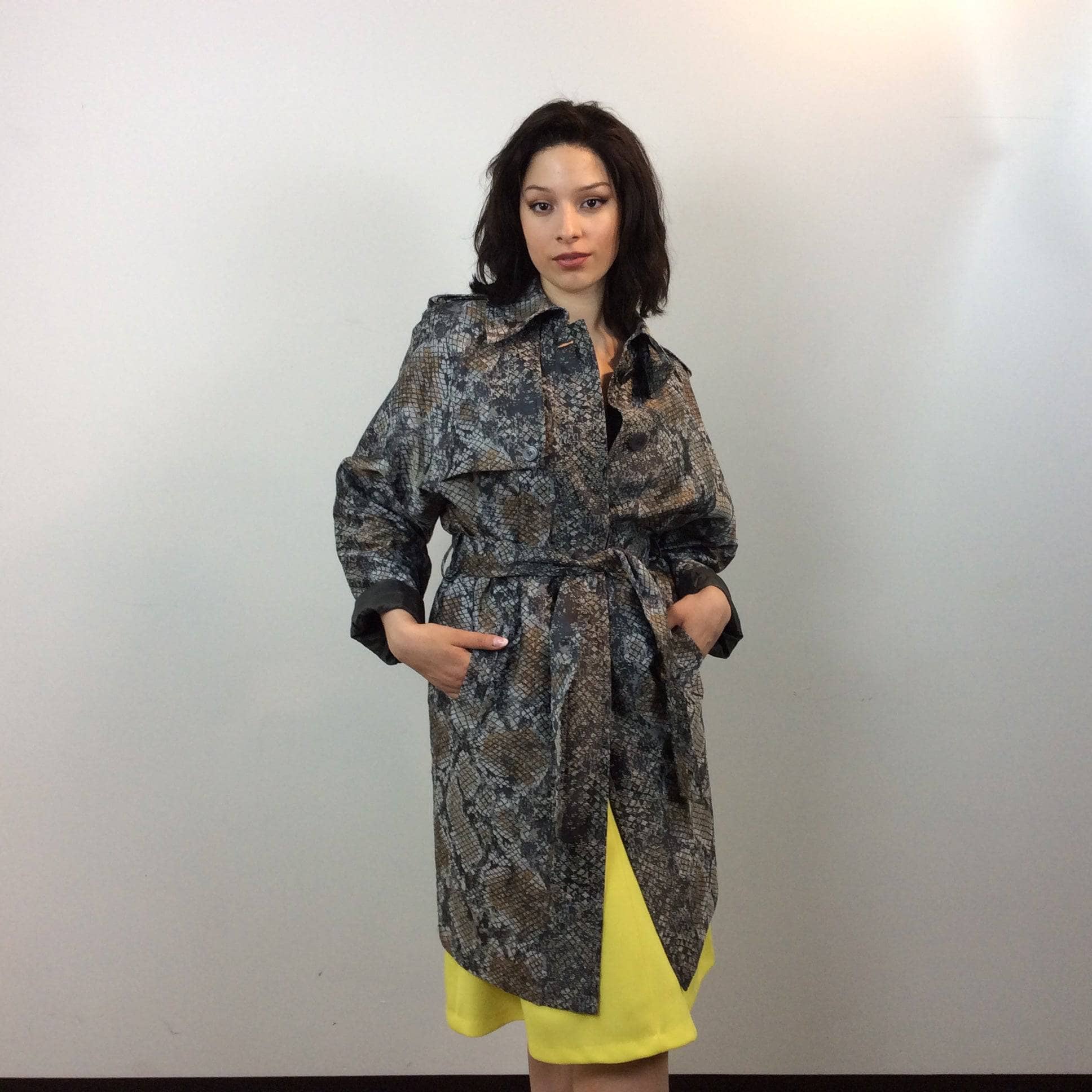 ESCADA Knee length Snake Print Designer Trench Coat